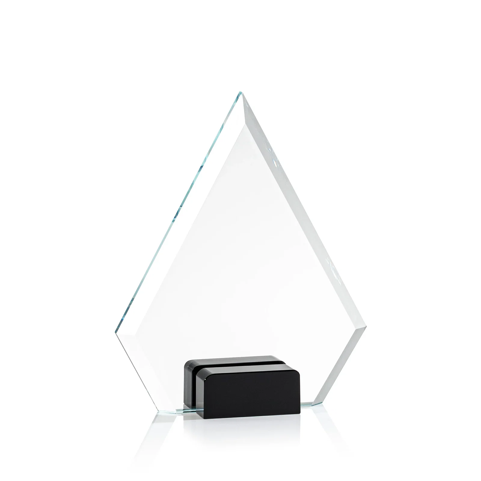 Custom printed Starfire Crystal Diamond Award Wedged Between Sapphire Panes for corporate award ceremonies