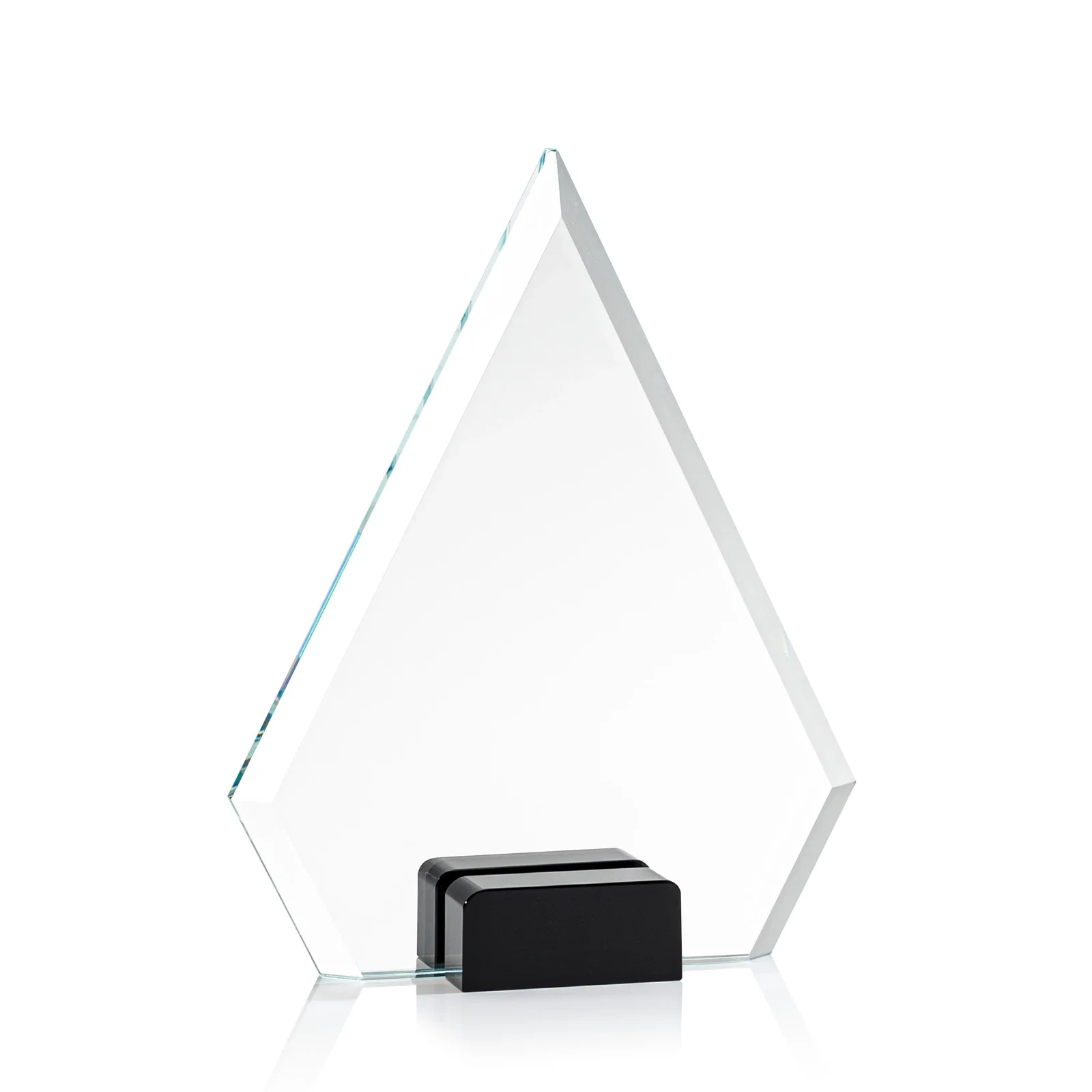 Custom printed Starfire Crystal Diamond Award Wedged Between Sapphire Panes for service anniversary gifts