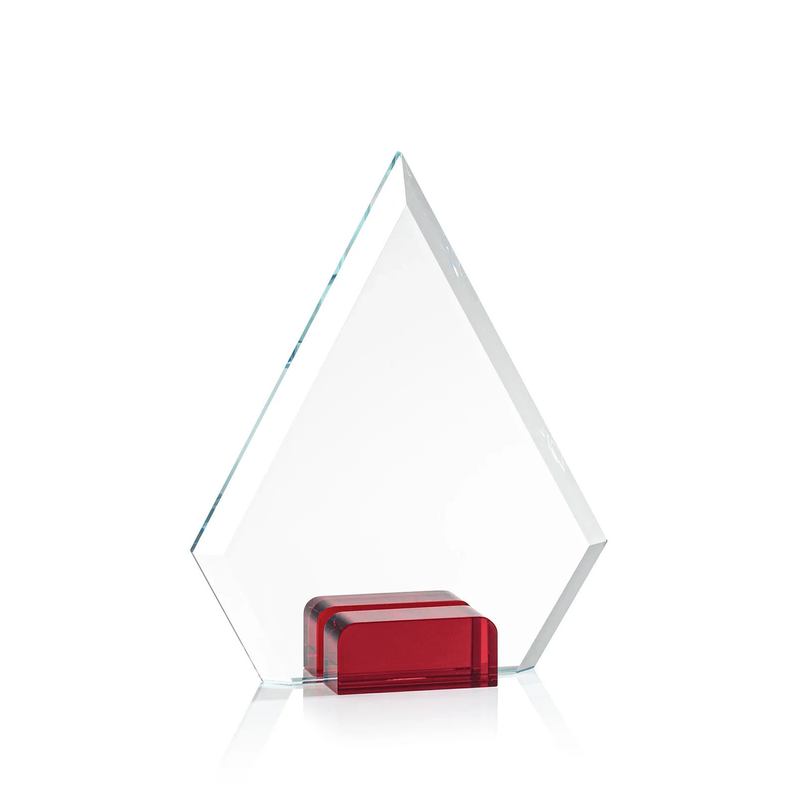 Custom printed Starfire Crystal Diamond Award Wedged Between Sapphire Panes for retirement presentations