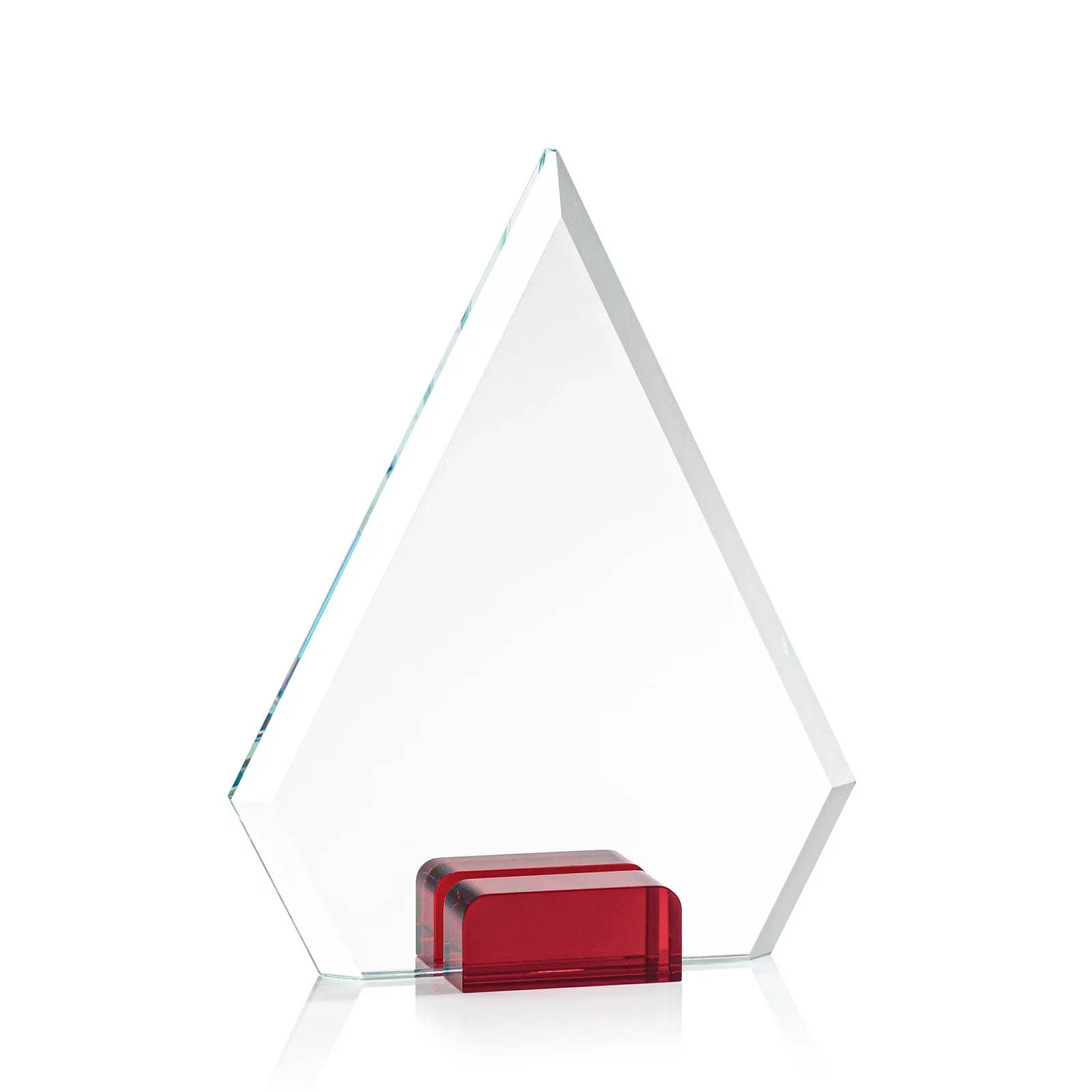 Custom printed Starfire Crystal Diamond Award Wedged Between Sapphire Panes for team milestone celebrations