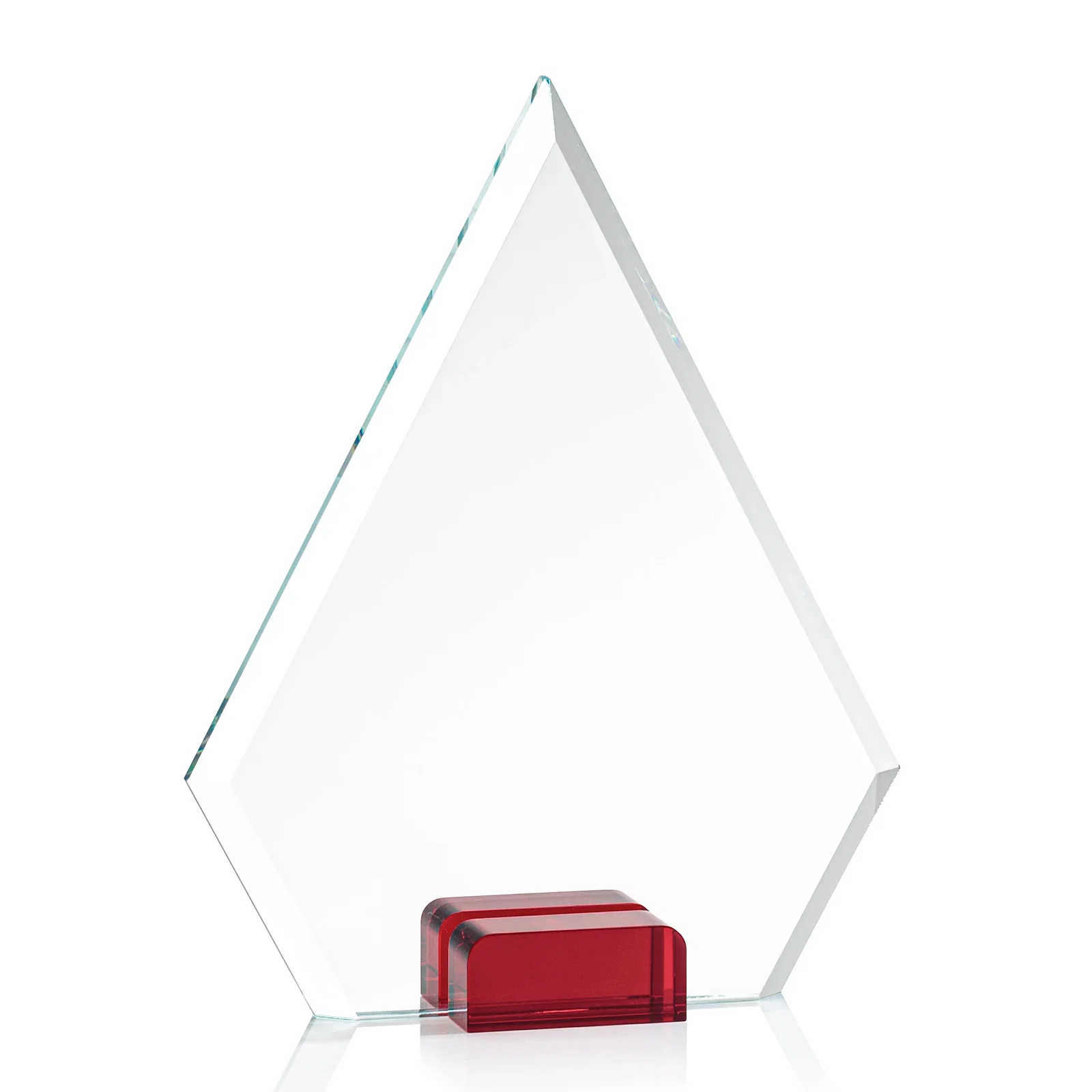 Custom printed Starfire Crystal Diamond Award Wedged Between Sapphire Panes for donor appreciation