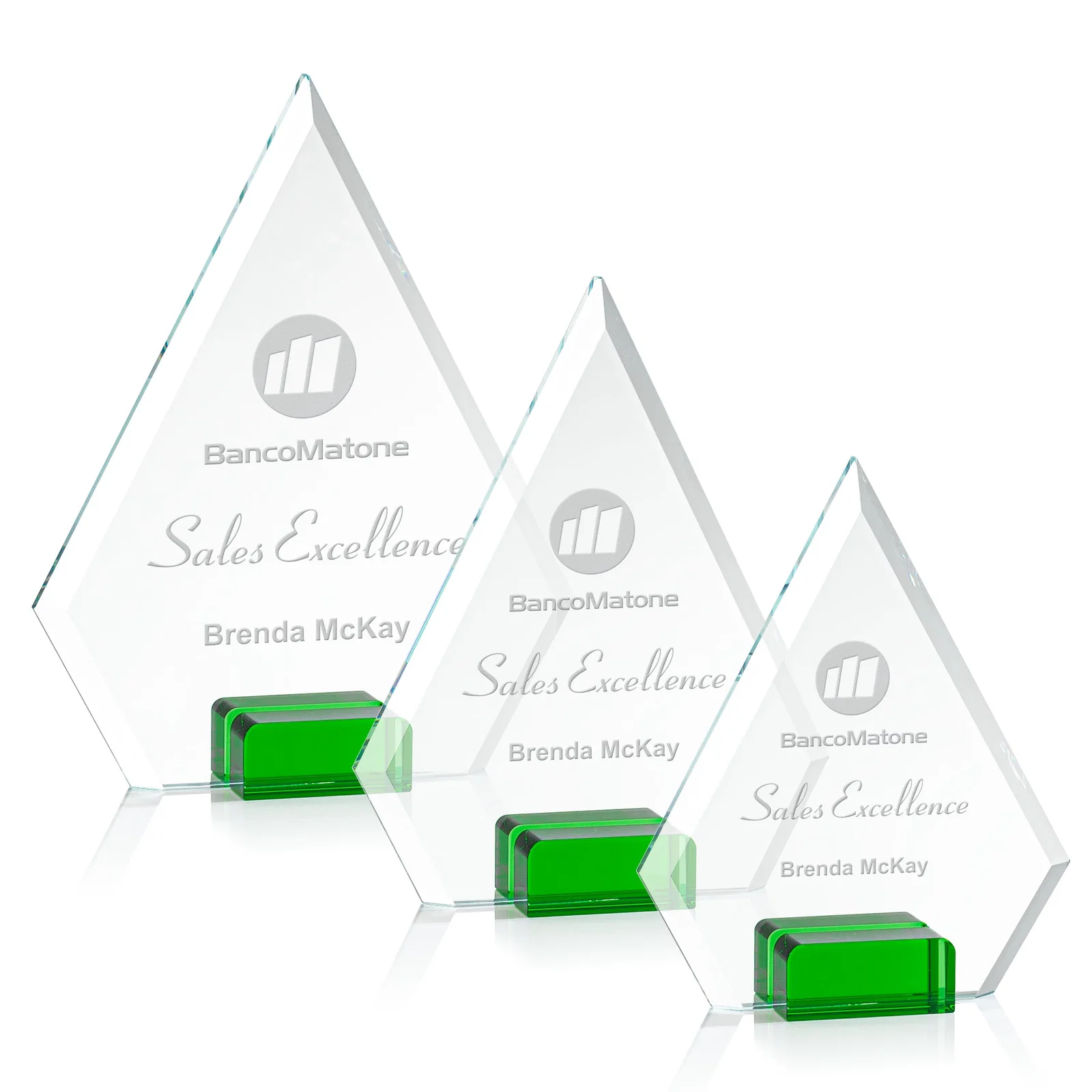 Custom Starfire Crystal Diamond Award Wedged Between Sapphire Panes for safety achievement programs