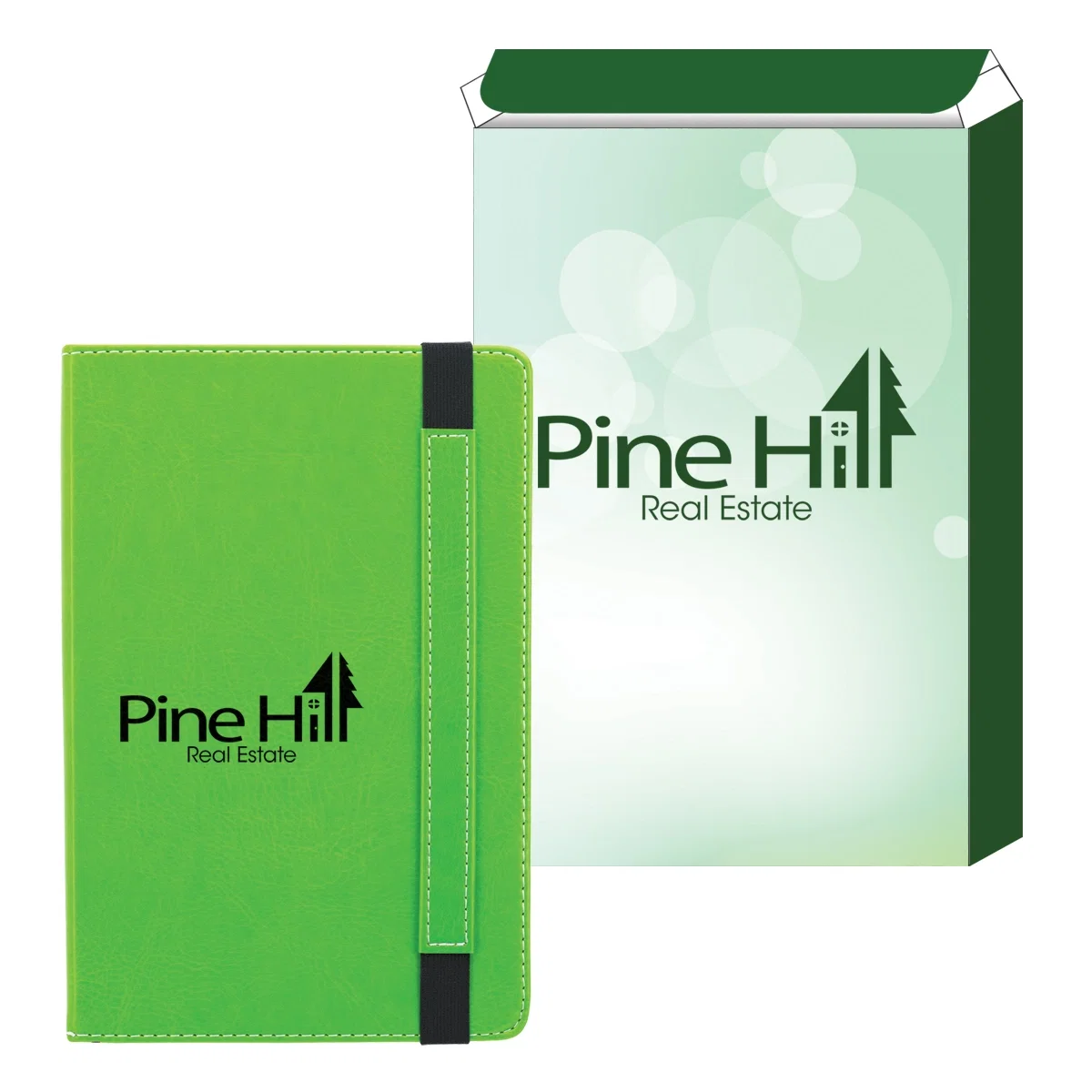 Journal notebook measuring roughly six by eight inches
