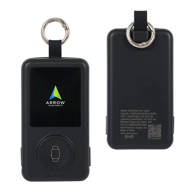 Side profile of the Charter Power Bank showing the keyring attachment