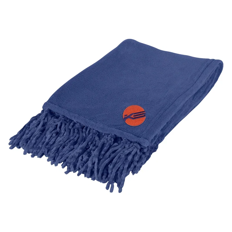 Gray version of the fringed throw pictured from above