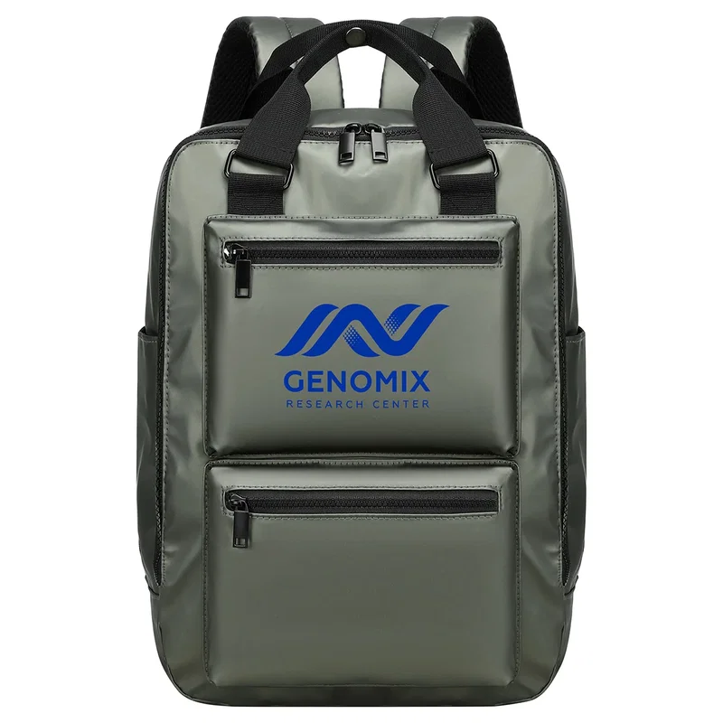Custom branded Chateau backpack, padded laptop sleeve open