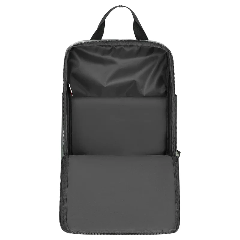 Custom Chateau laptop backpack worn, lifestyle shot