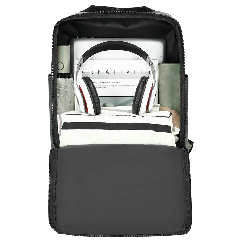 Chateau leatherette backpack, back and strap detail