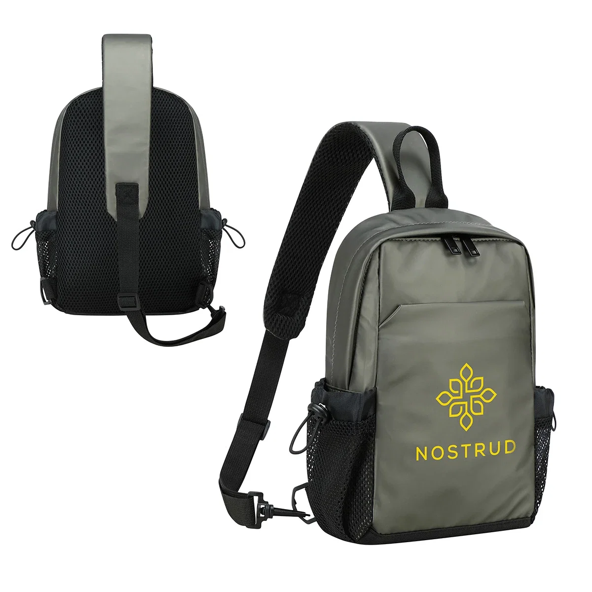 Custom Chateau Leatherette Crossbody Bag, front view of the branded crossbody bag