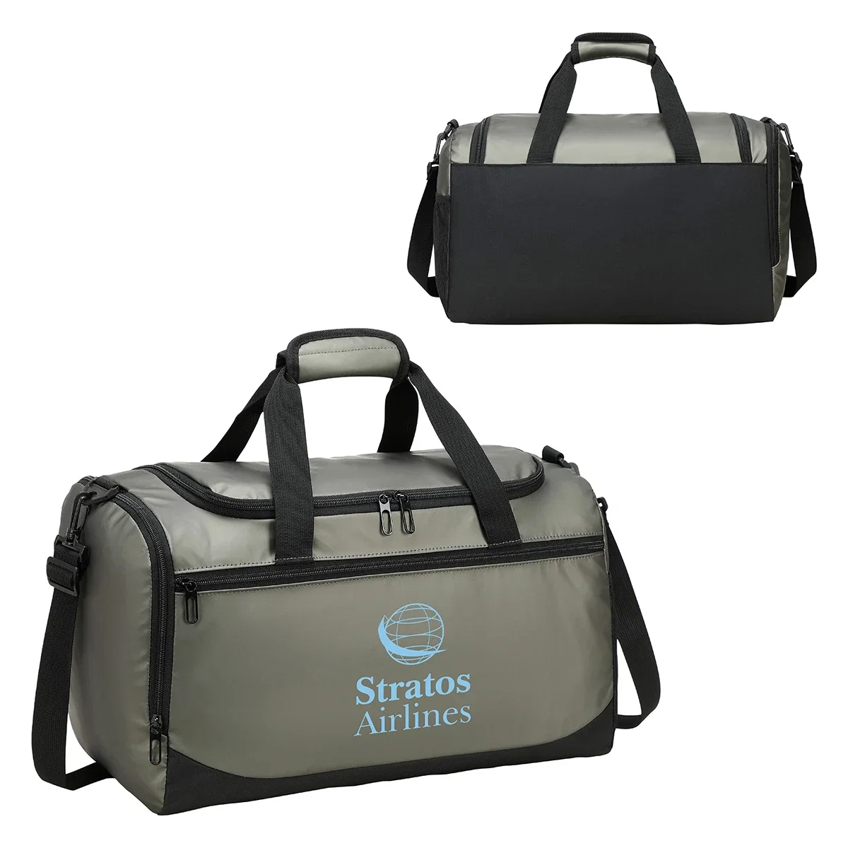 Custom Chateau Leatherette Duffel, front view of the branded duffel bag