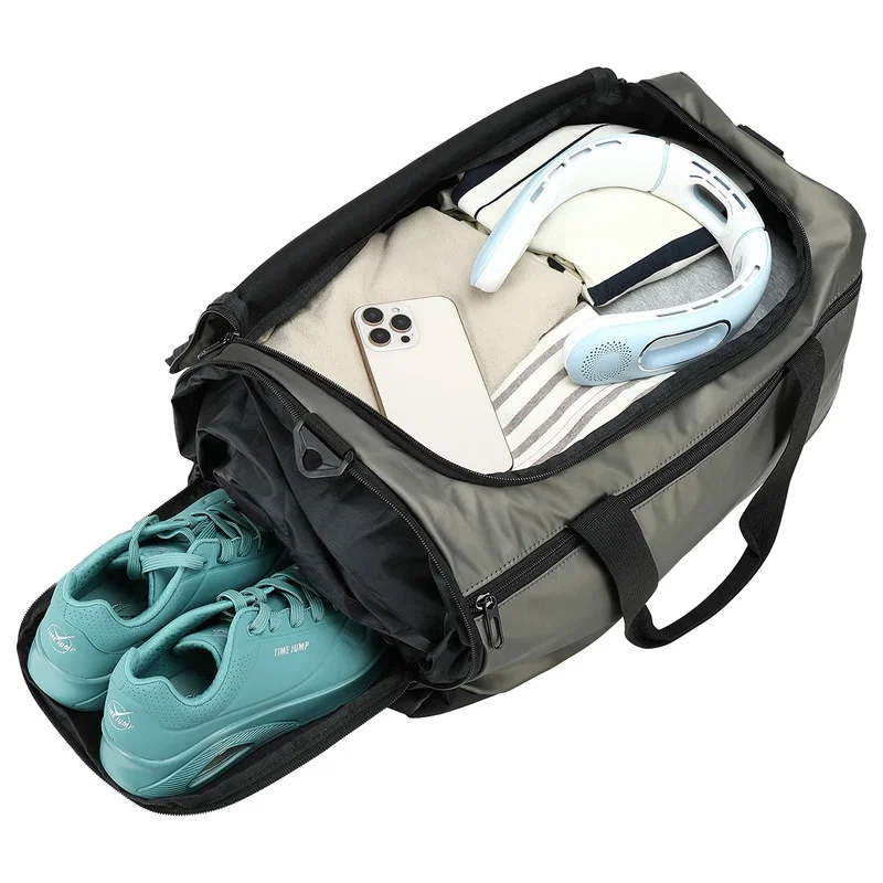 Interior view of the Chateau Leatherette Duffel bag, open and empty