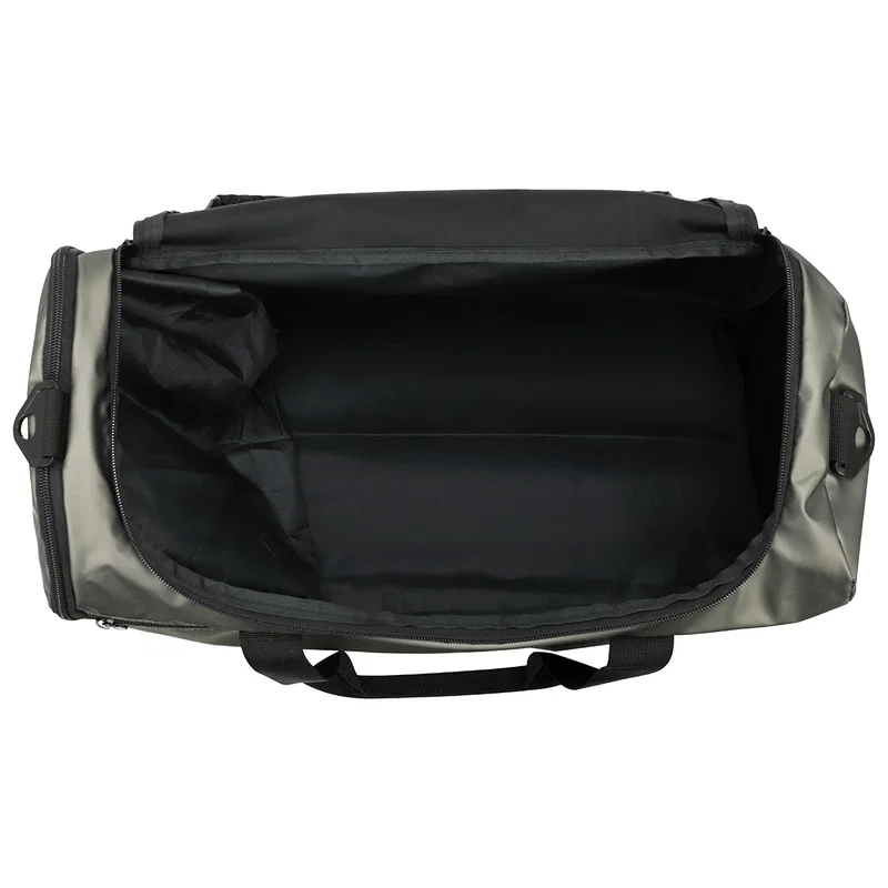 Angled view of the branded Chateau Leatherette Duffel