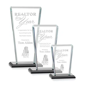 Starfire Crystal Award on Rosewood Base, Full-Color Print Option