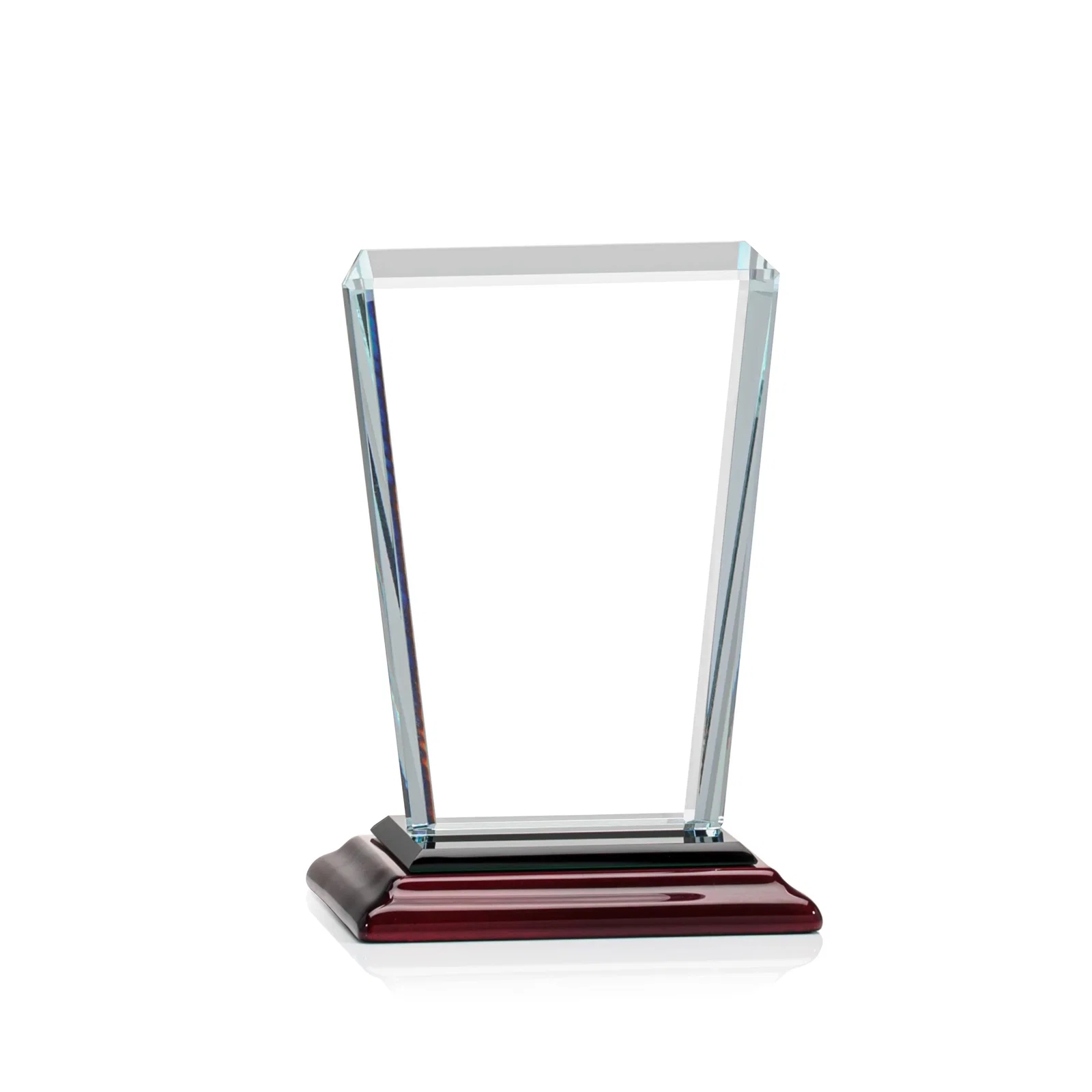 Personalized Starfire Crystal Award on Rosewood Base, Full-Color Print Option, with your logo for safety achievement programs