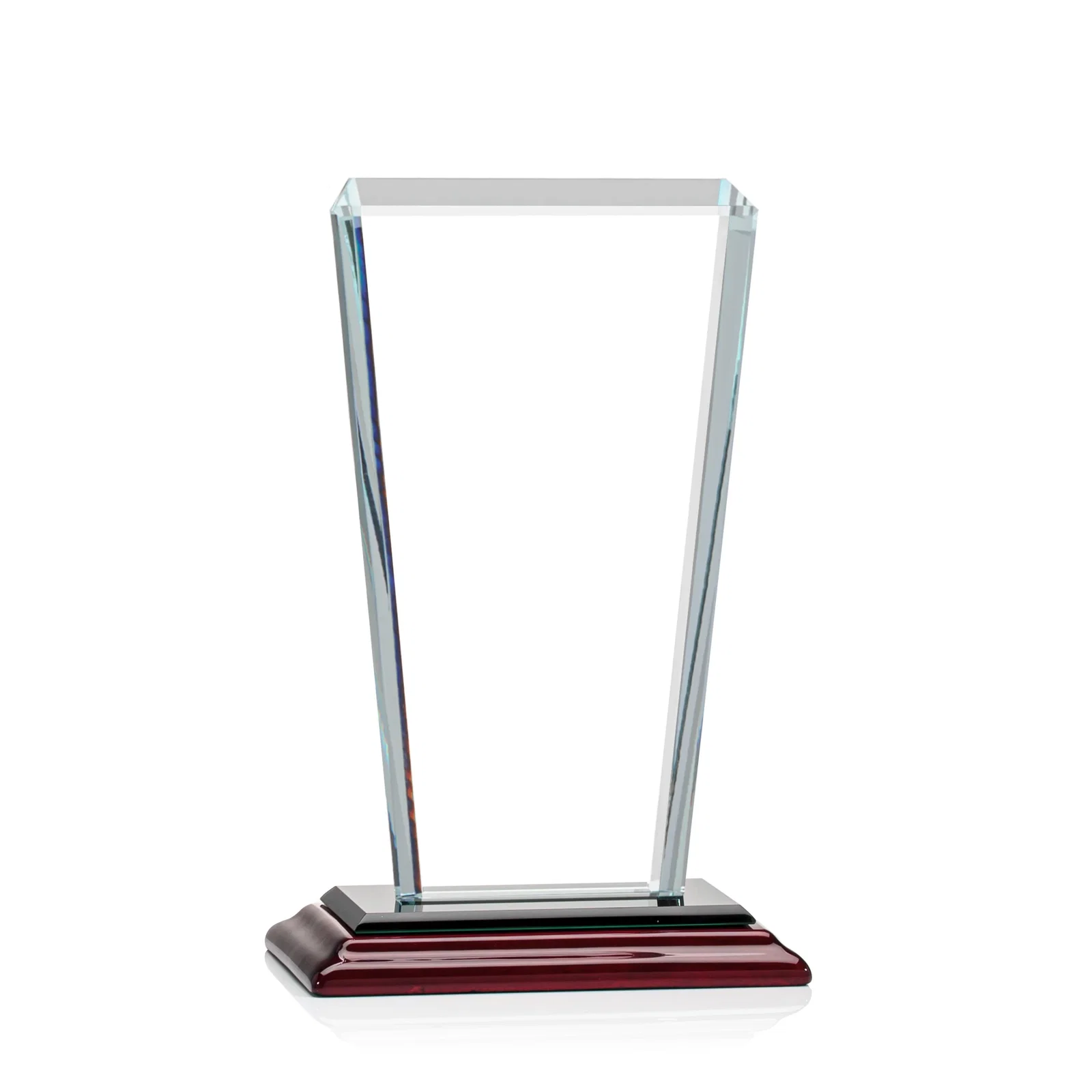 Personalized Starfire Crystal Award on Rosewood Base, Full-Color Print Option, with your logo for volunteer appreciation