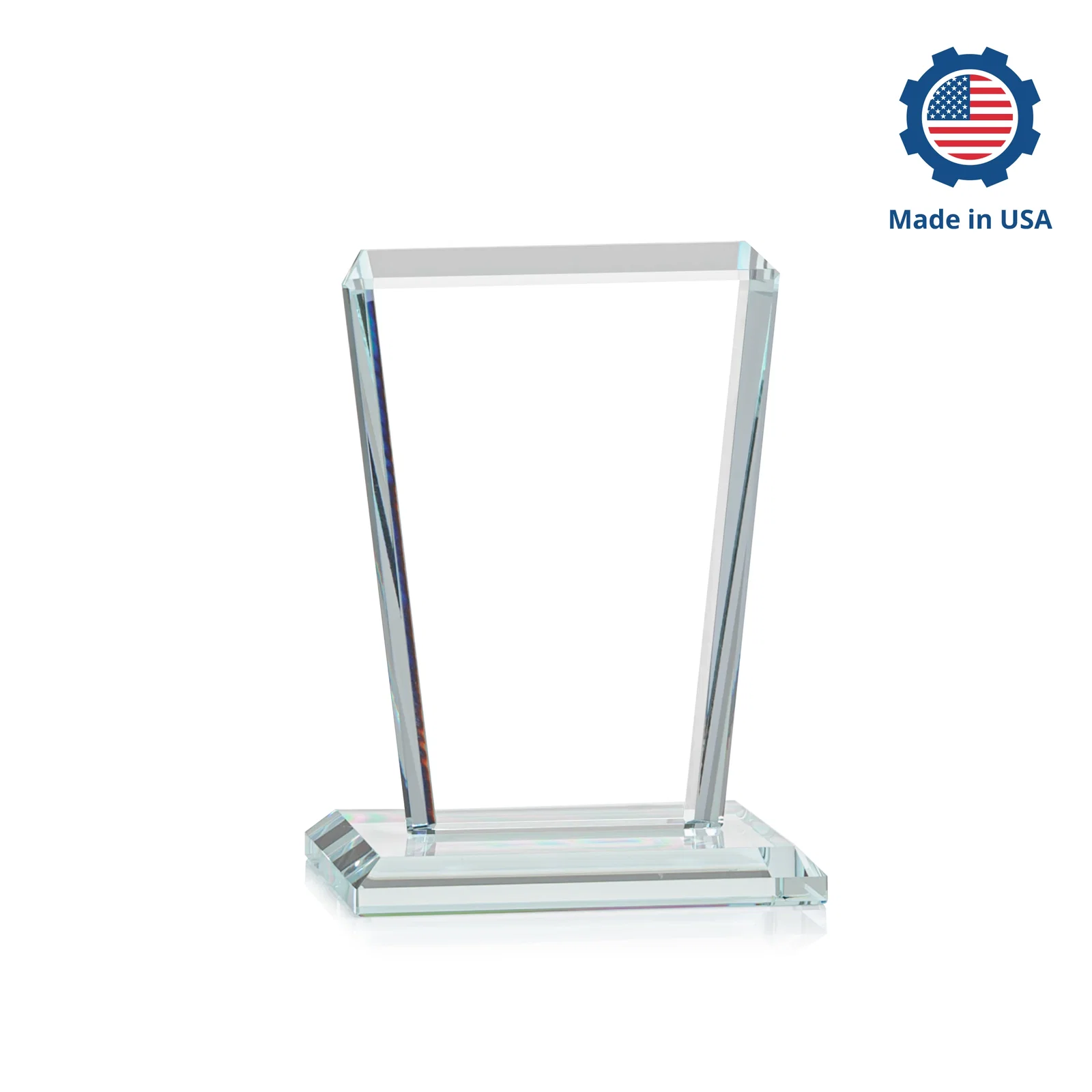 Personalized Starfire Crystal Award on Rosewood Base, Full-Color Print Option, with your logo for company anniversary events