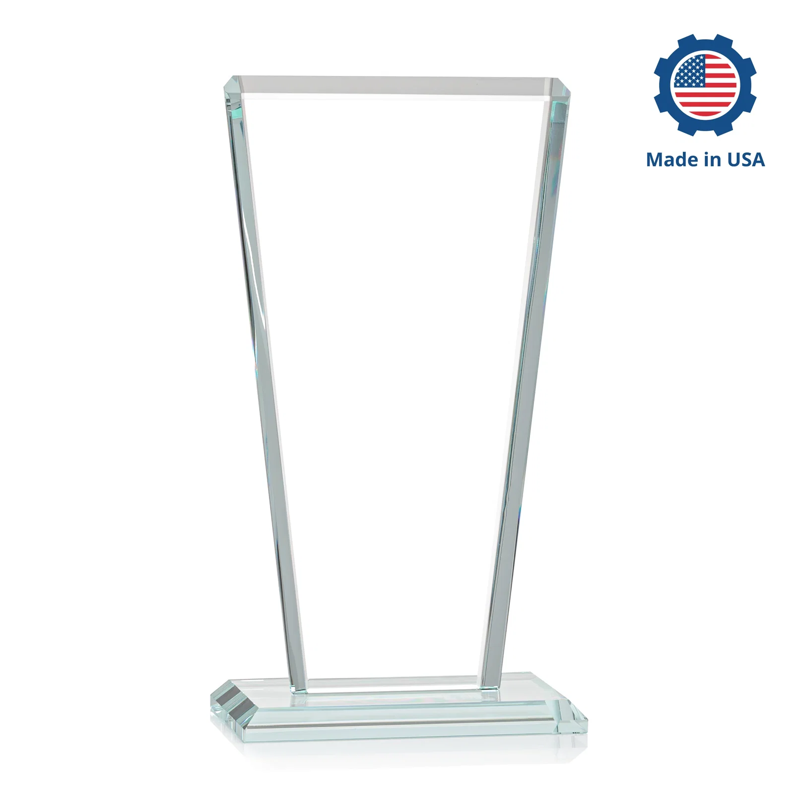 Promotional Starfire Crystal Award on Rosewood Base, Full-Color Print Option, with your logo for corporate award ceremonies