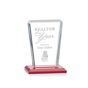 Starfire Crystal Award on Rosewood Base, Full-Color Print Option