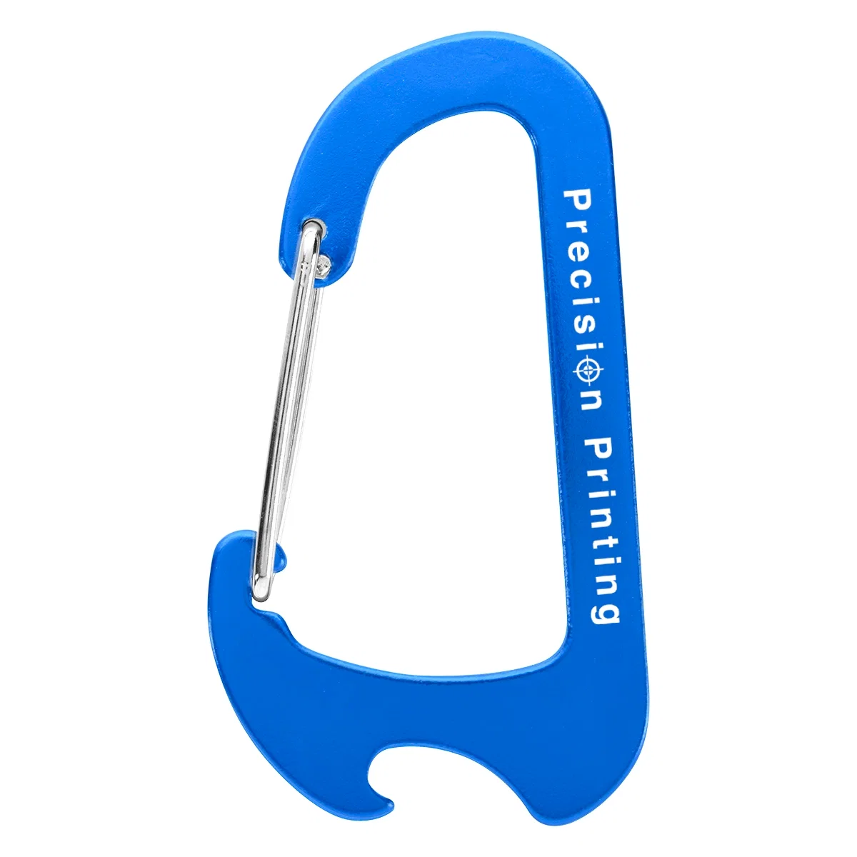 Chaz carabiner bottle opener with spring clip, shown from the front