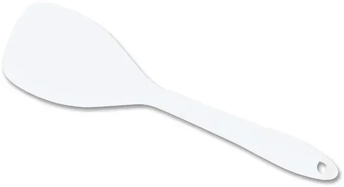 Chef's Special Silicone Square Spoon. Silicone square-head cooking spoon for reaching pan corners, view 2