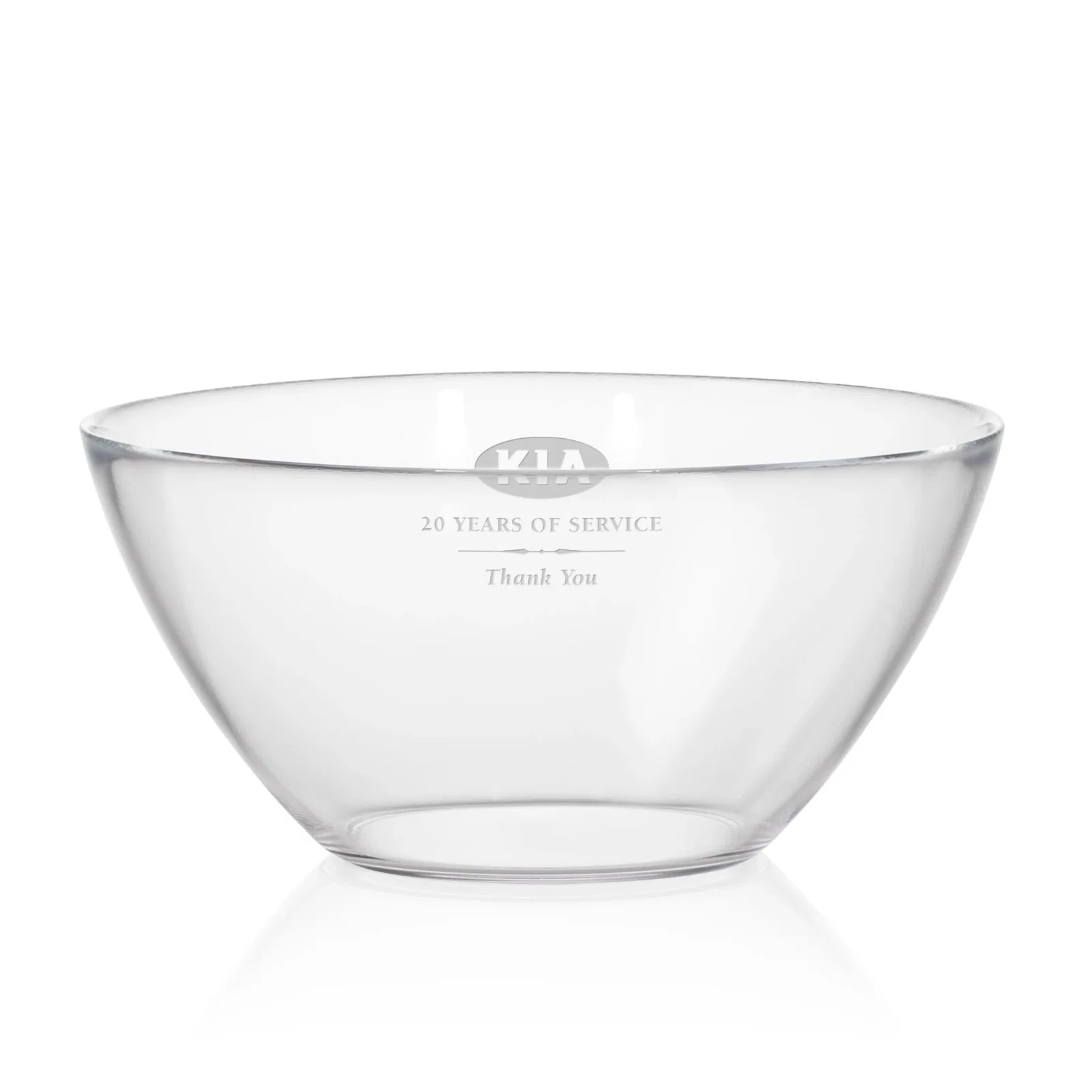 Custom Clear Glass Bowl Award, crystal vase for retirement presentations