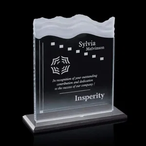 Jade Glass Award with Waterfall Etch