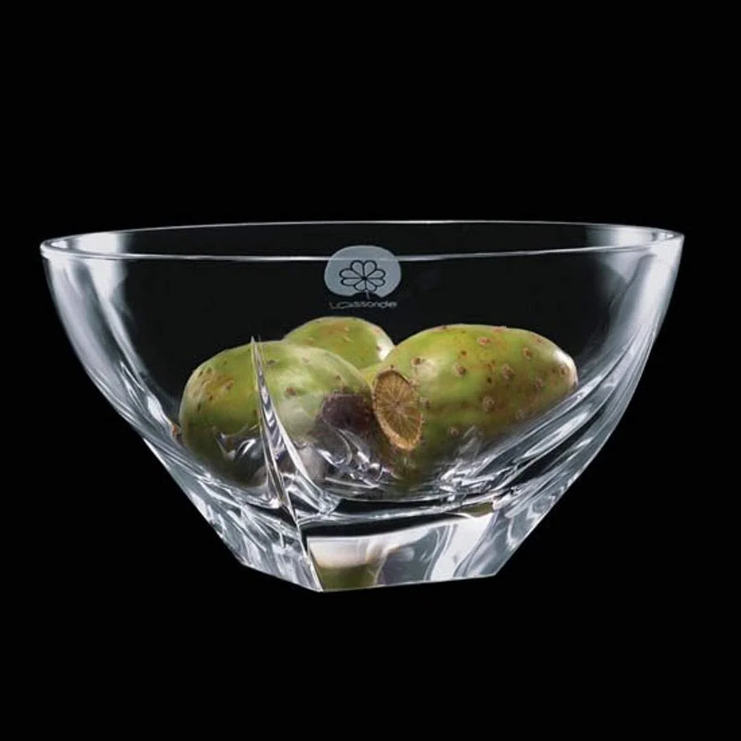 Custom Glass Bowl Award with Square-Cut Base, crystal vase for corporate award ceremonies