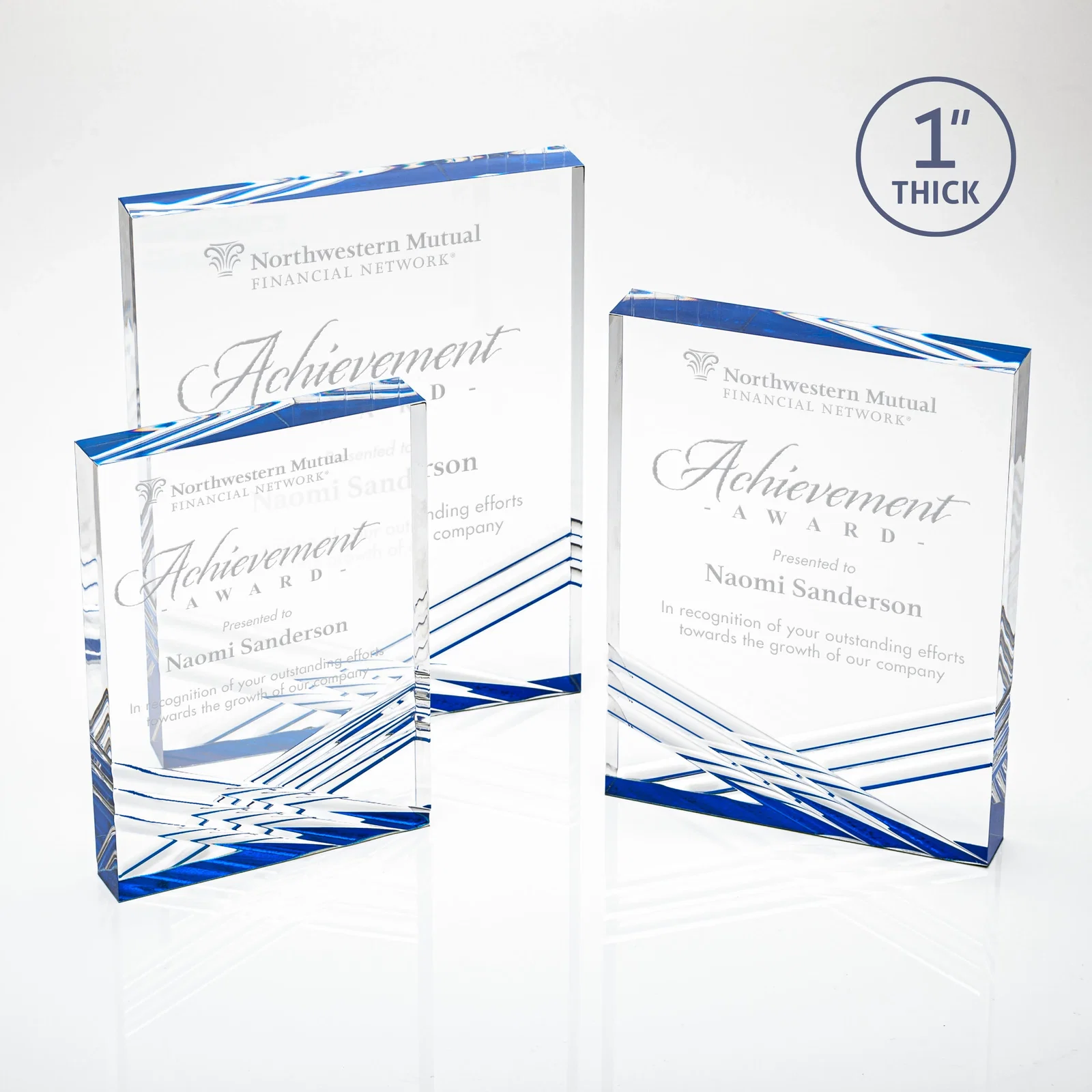 Custom Acrylic Tombstone Award with Crisscross Grooves for employee recognition