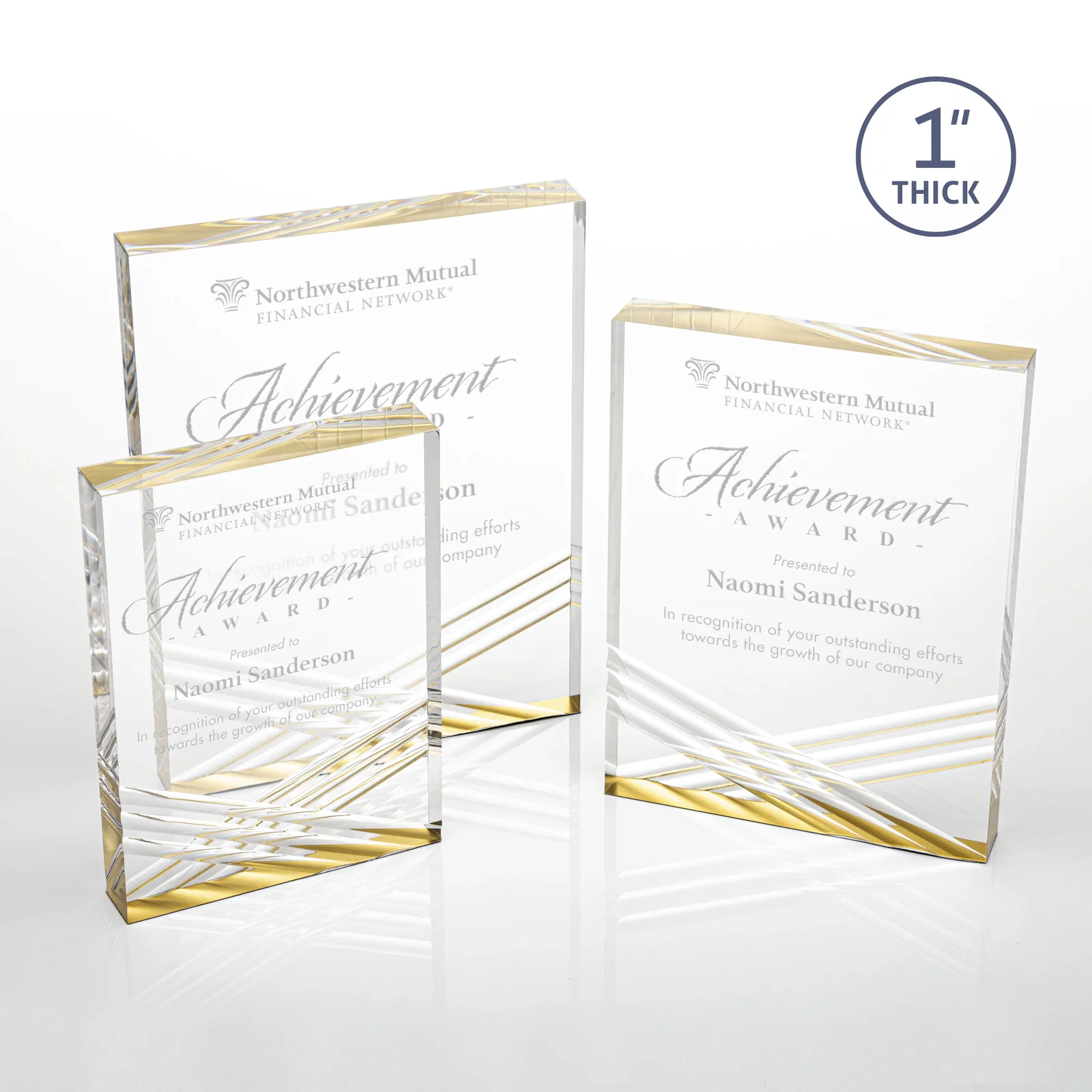 Personalized Acrylic Tombstone Award with Crisscross Grooves for retirement presentations