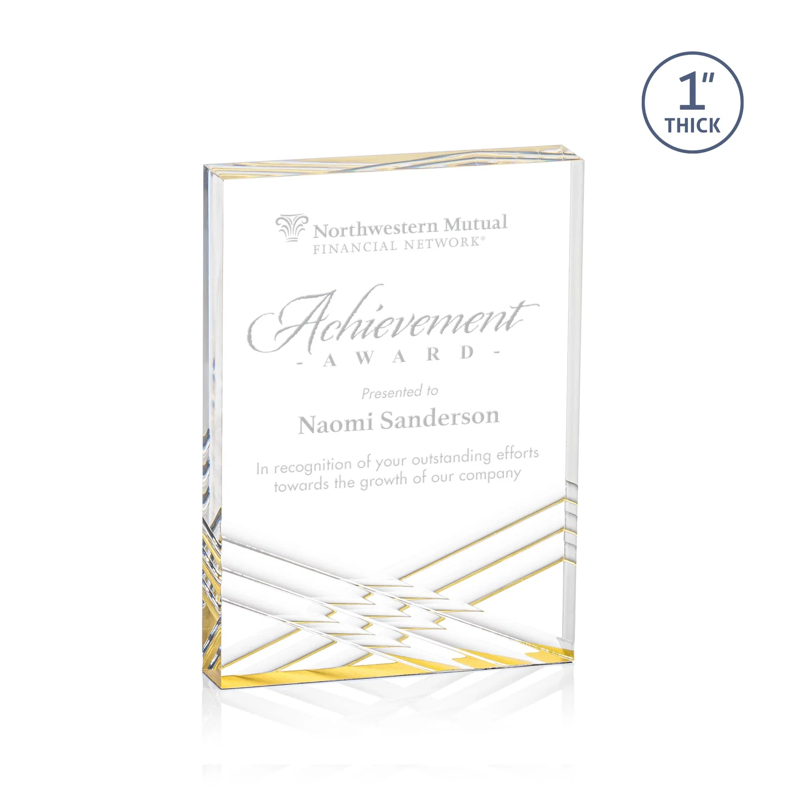 Personalized Acrylic Tombstone Award with Crisscross Grooves for team milestone celebrations