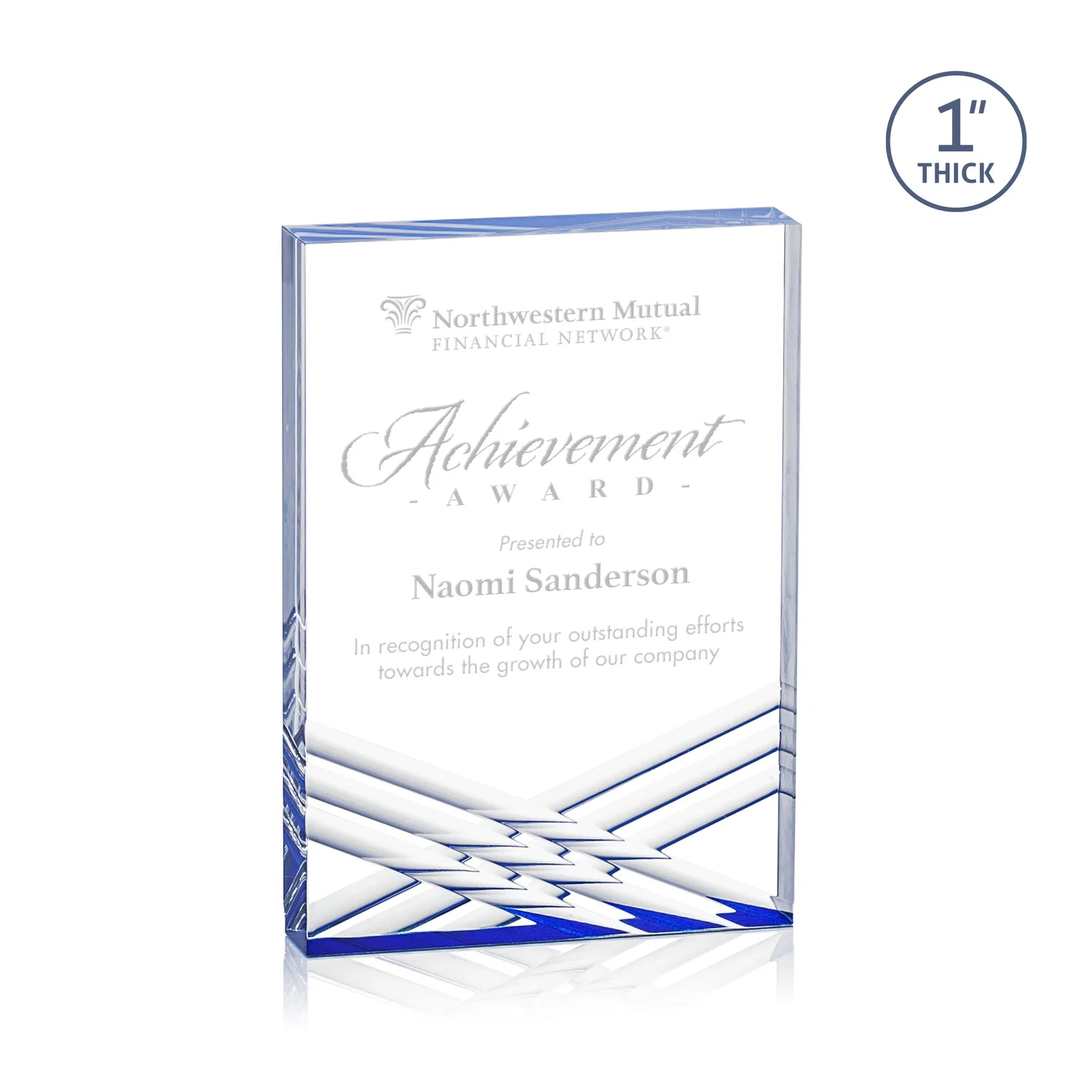 Custom Acrylic Tombstone Award with Crisscross Grooves for corporate award ceremonies