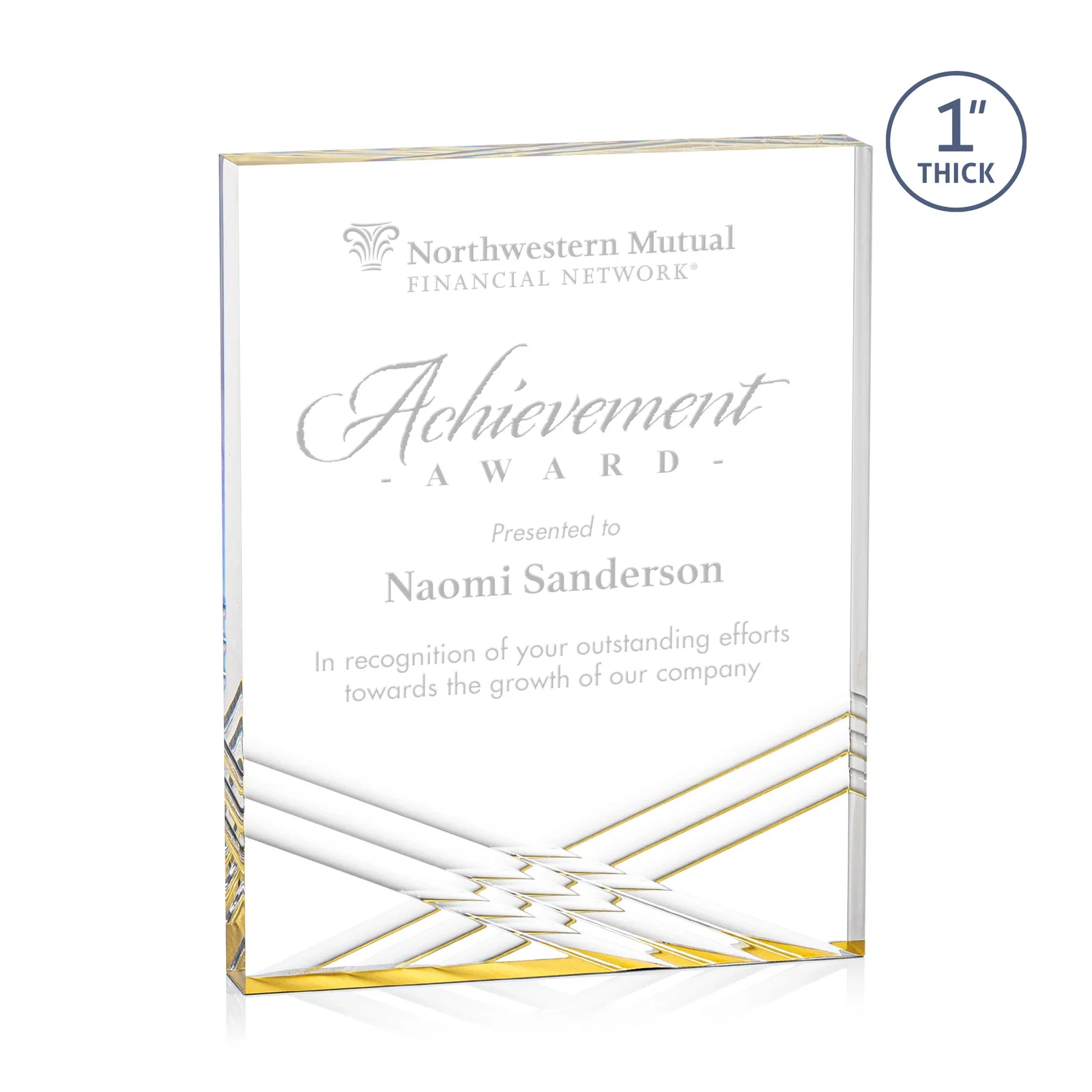Personalized Acrylic Tombstone Award with Crisscross Grooves for graduation ceremonies