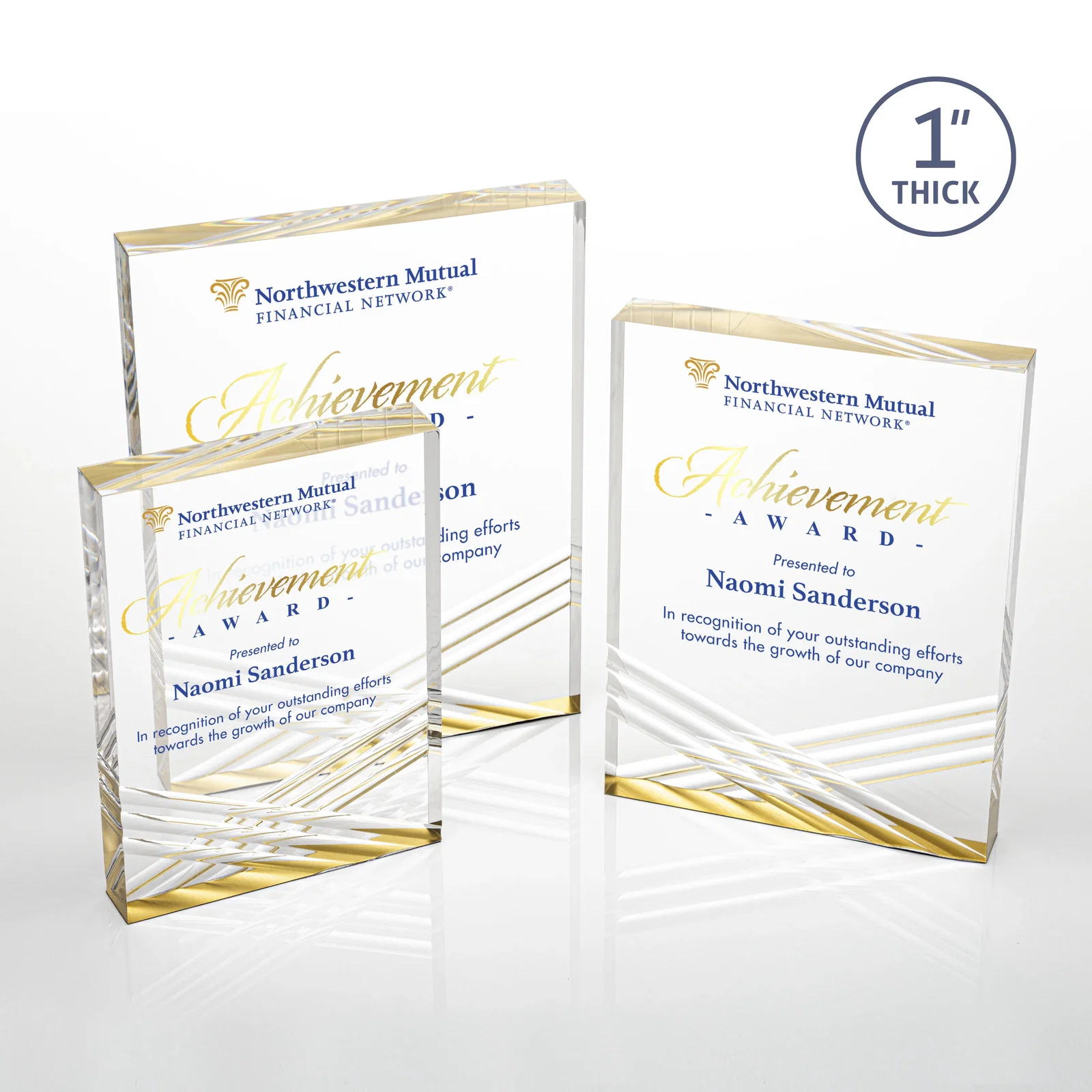Personalized Acrylic Tombstone Award with Crisscross Grooves for safety achievement programs