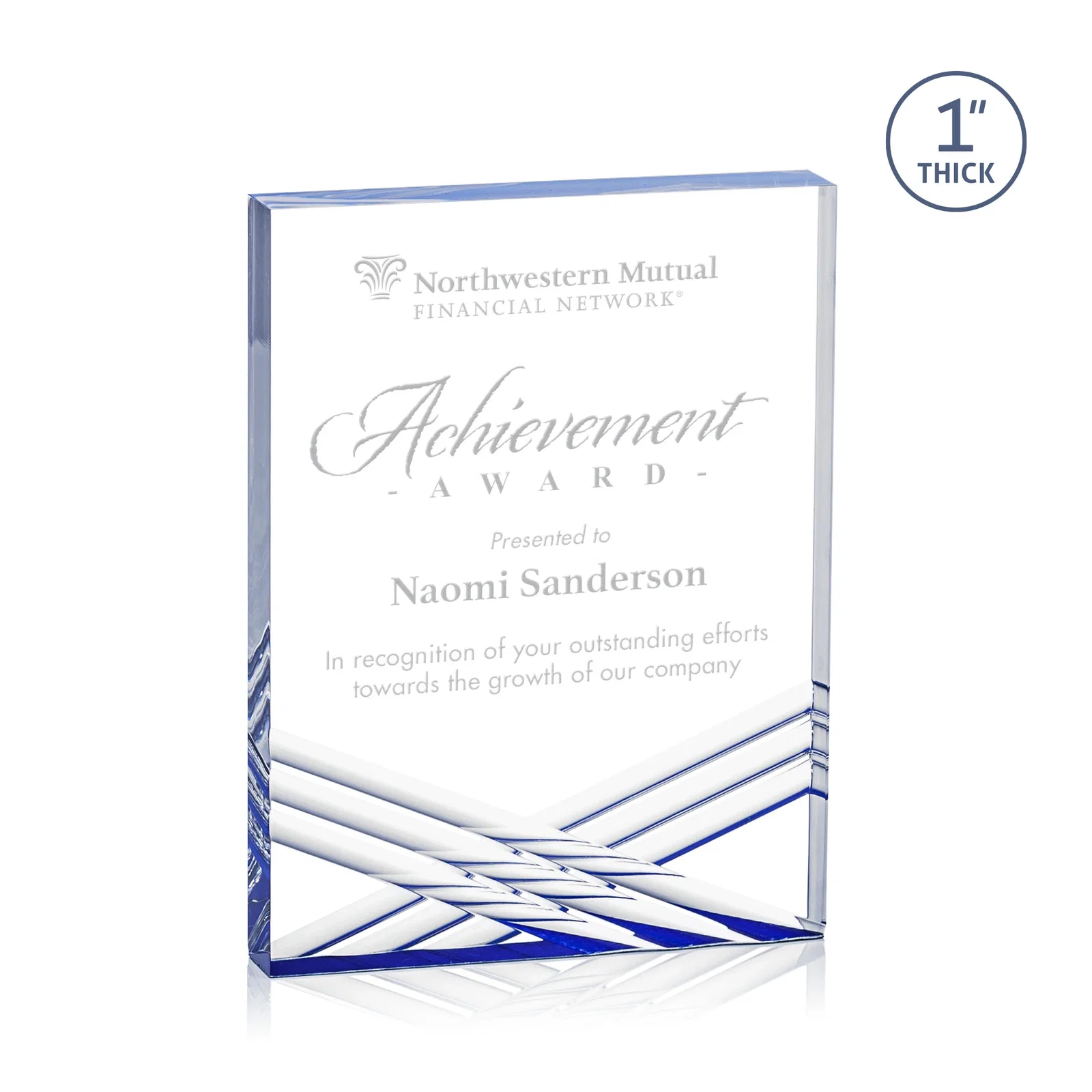 Custom Acrylic Tombstone Award with Crisscross Grooves for service anniversary gifts