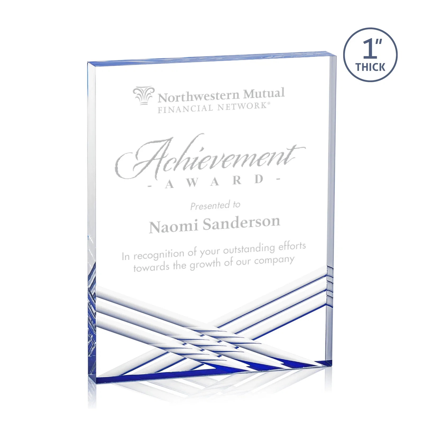 Custom Acrylic Tombstone Award with Crisscross Grooves for sales achievement awards
