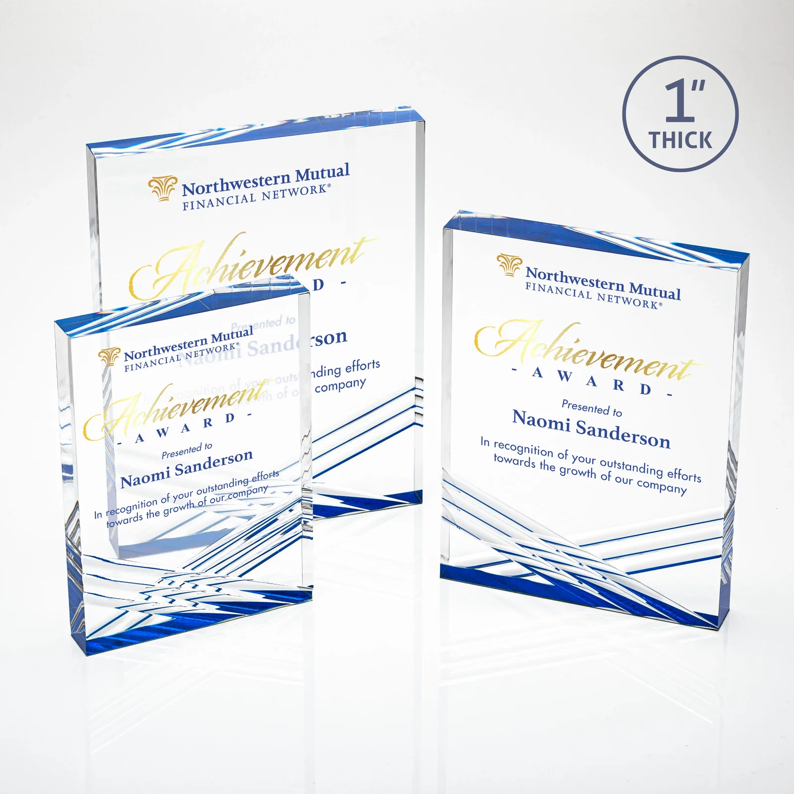 Custom Acrylic Tombstone Award with Crisscross Grooves for retirement presentations