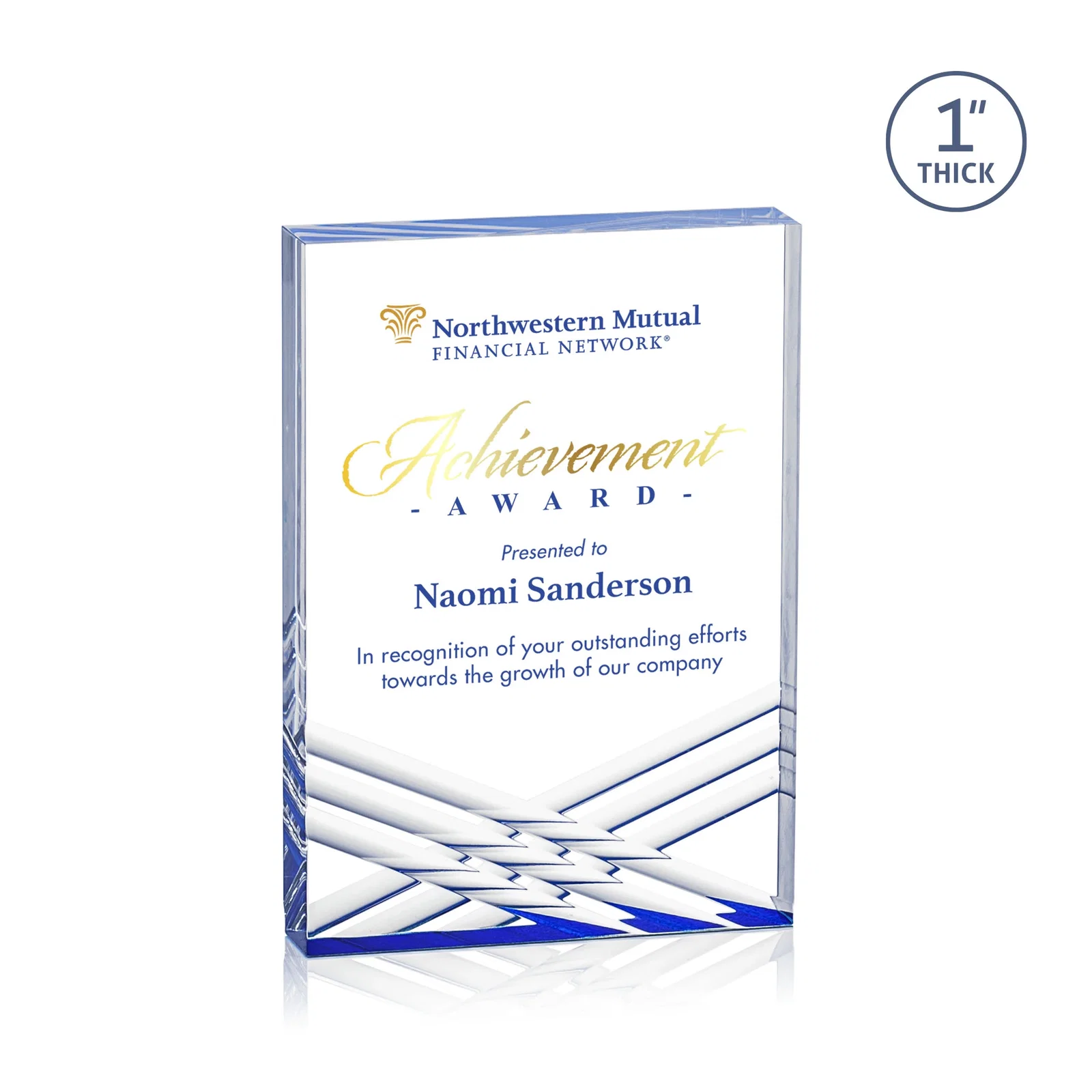 Custom Acrylic Tombstone Award with Crisscross Grooves for team milestone celebrations