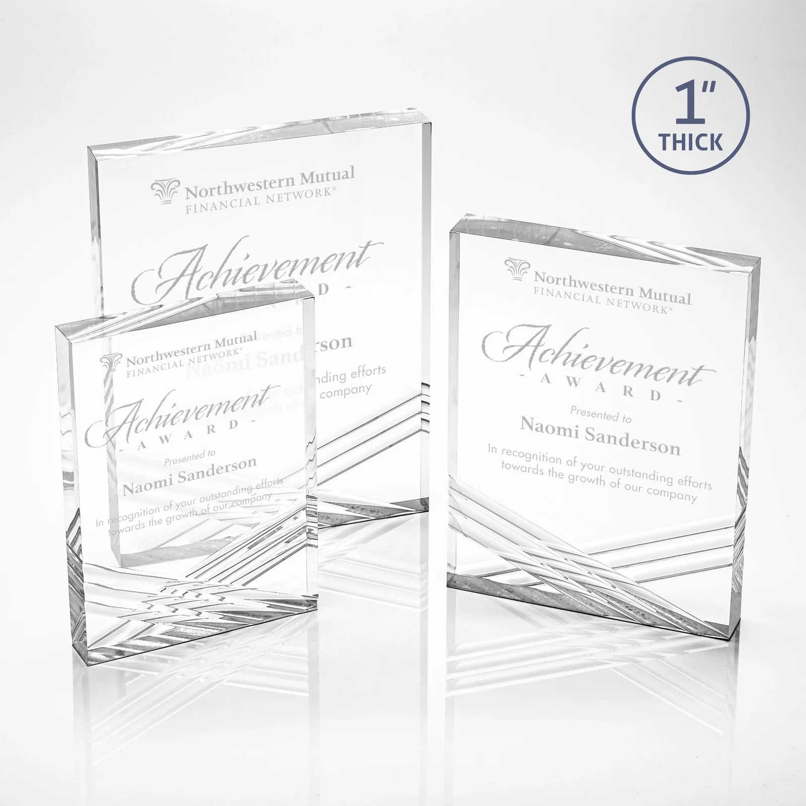 Custom Acrylic Tombstone Award with Crisscross Grooves for safety achievement programs