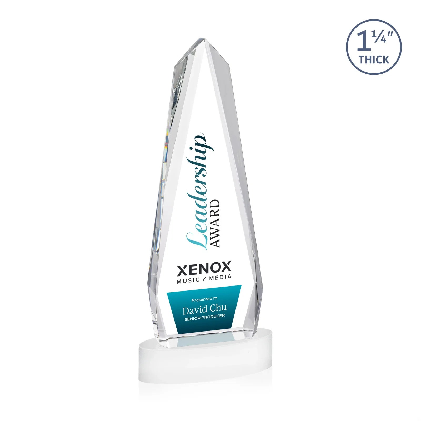 Custom Optical Crystal Tower Award on Oval Base, with your logo for team milestone celebrations