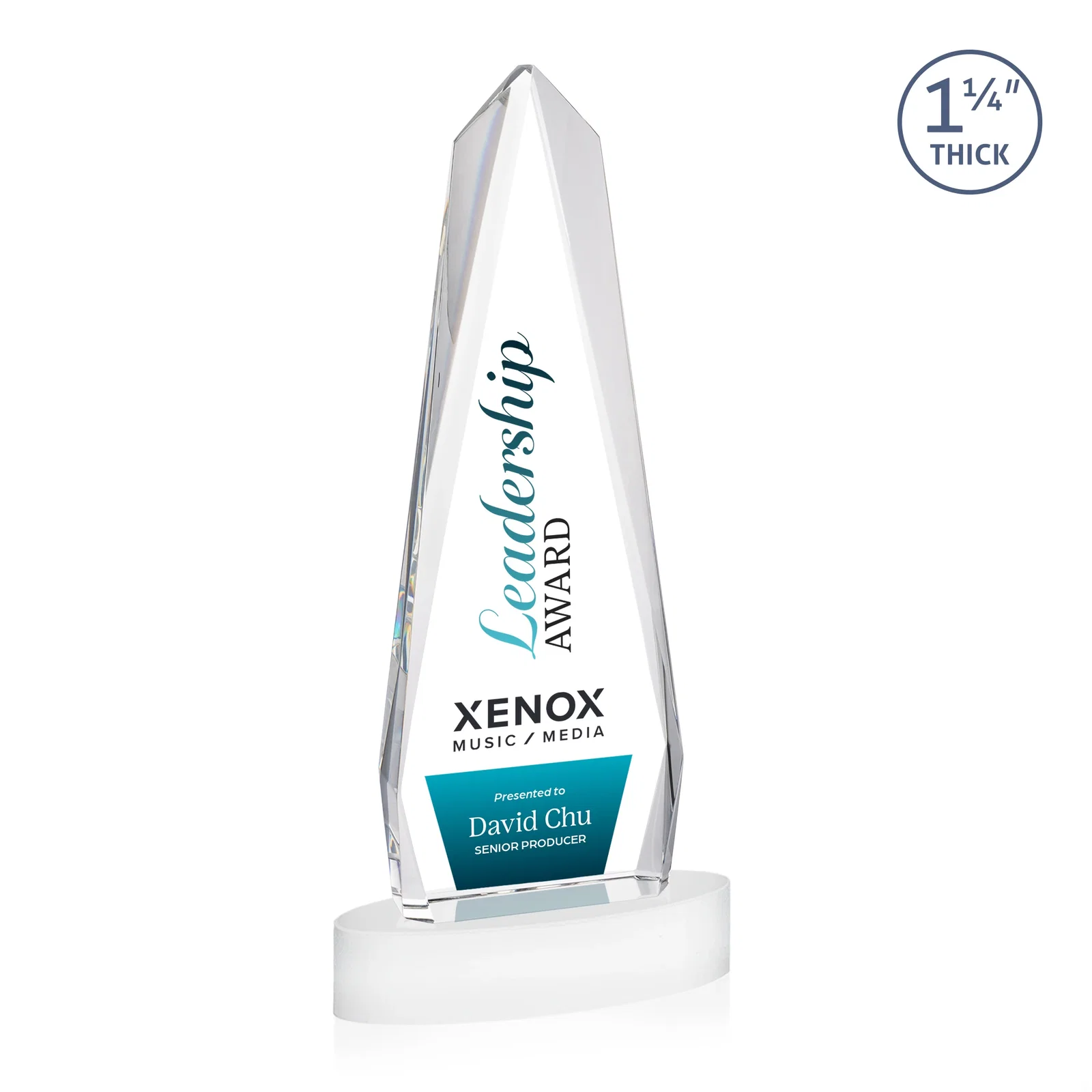 Custom Optical Crystal Tower Award on Oval Base, with your logo for donor appreciation