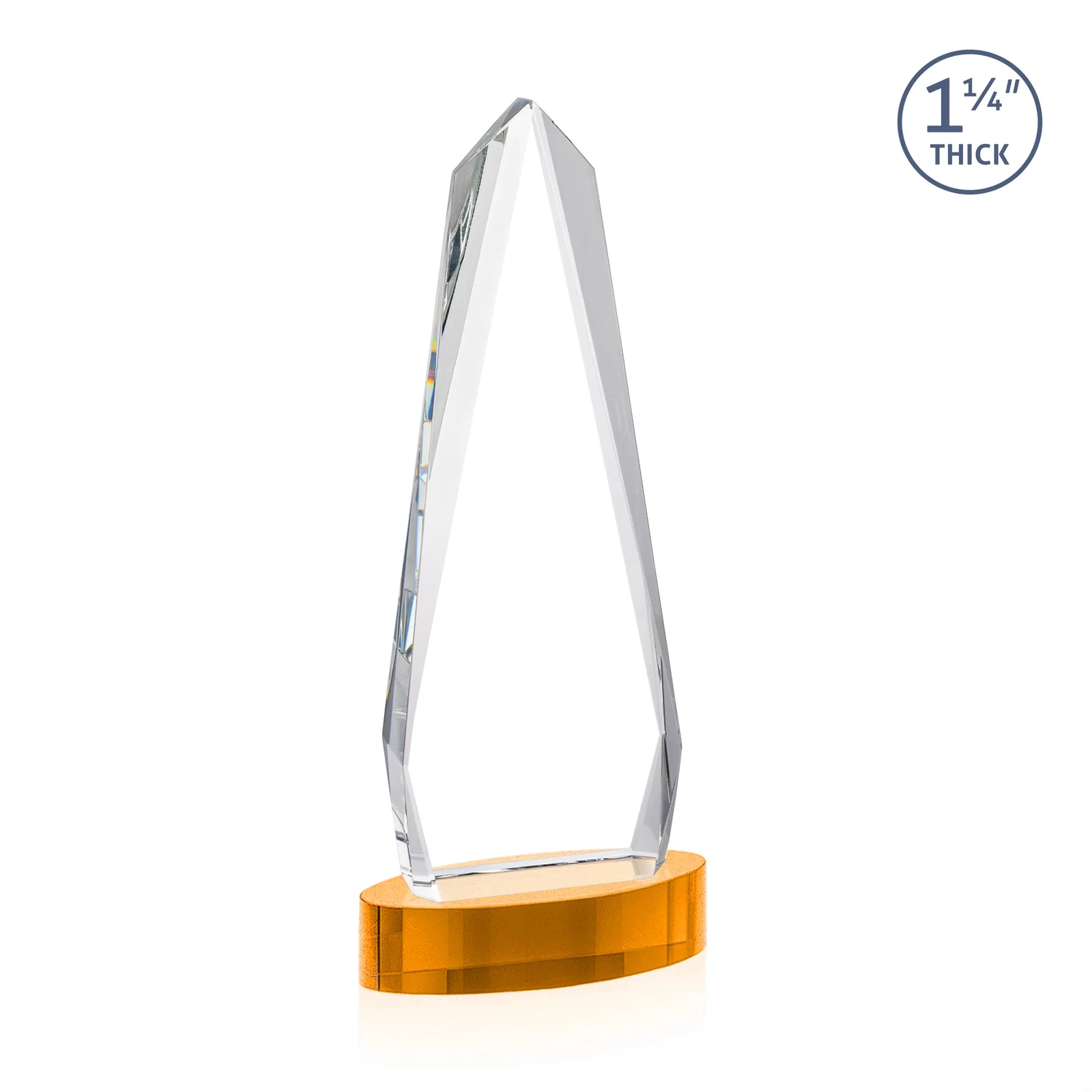 Custom Optical Crystal Tower Award on Oval Base, with your logo for volunteer appreciation