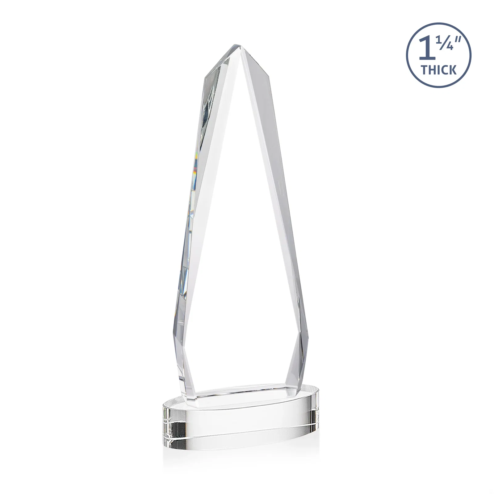 Personalized Optical Crystal Tower Award on Oval Base, with your logo for employee recognition