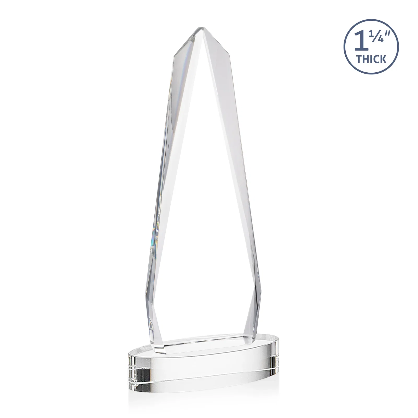 Personalized Optical Crystal Tower Award on Oval Base, with your logo for corporate award ceremonies