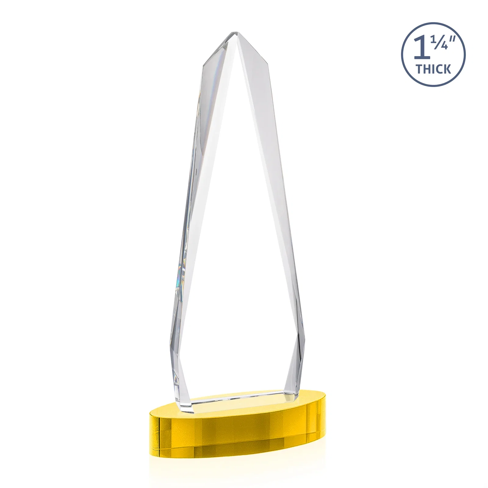 Personalized Optical Crystal Tower Award on Oval Base, with your logo for retirement presentations