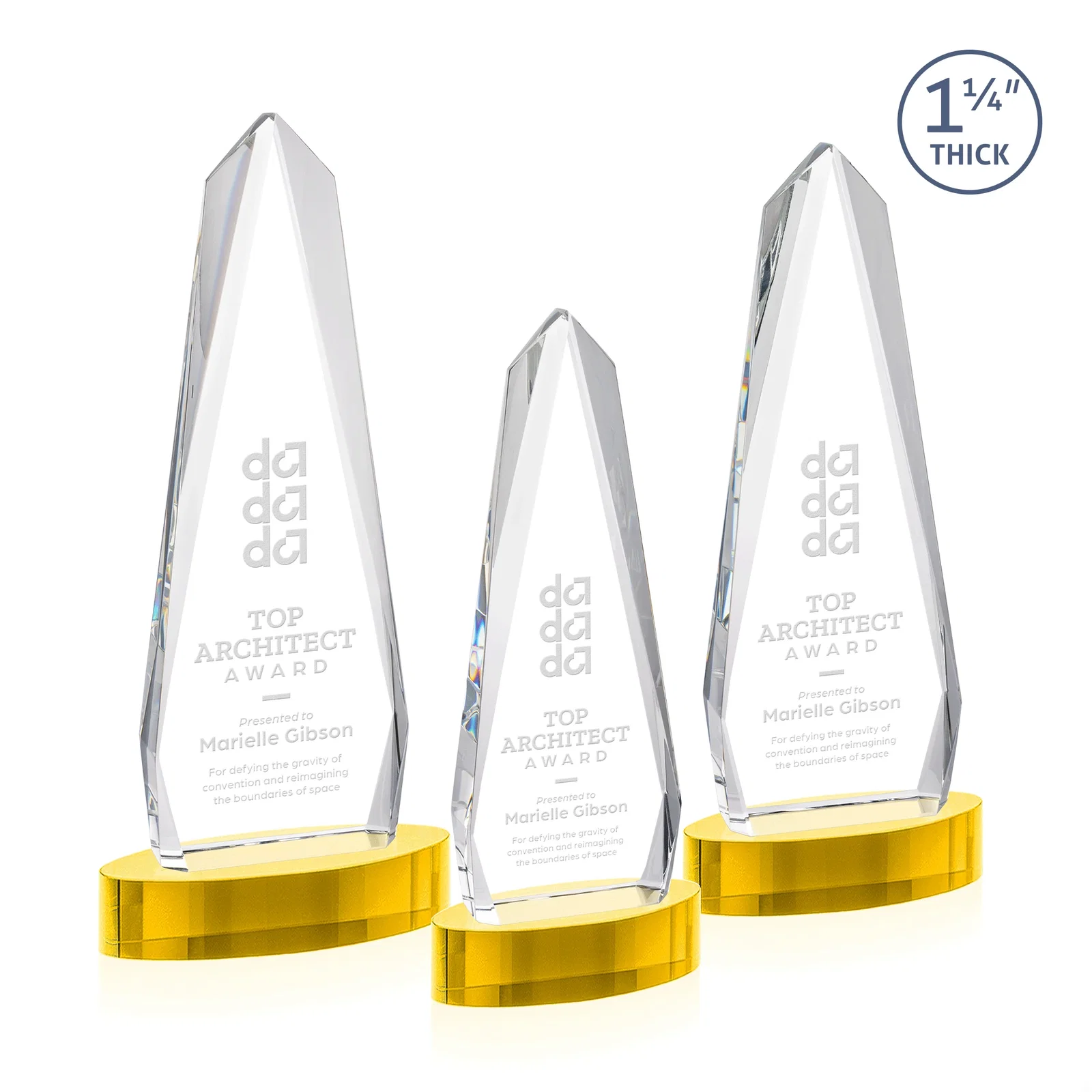 Custom Optical Crystal Tower Award on Oval Base for company anniversary events