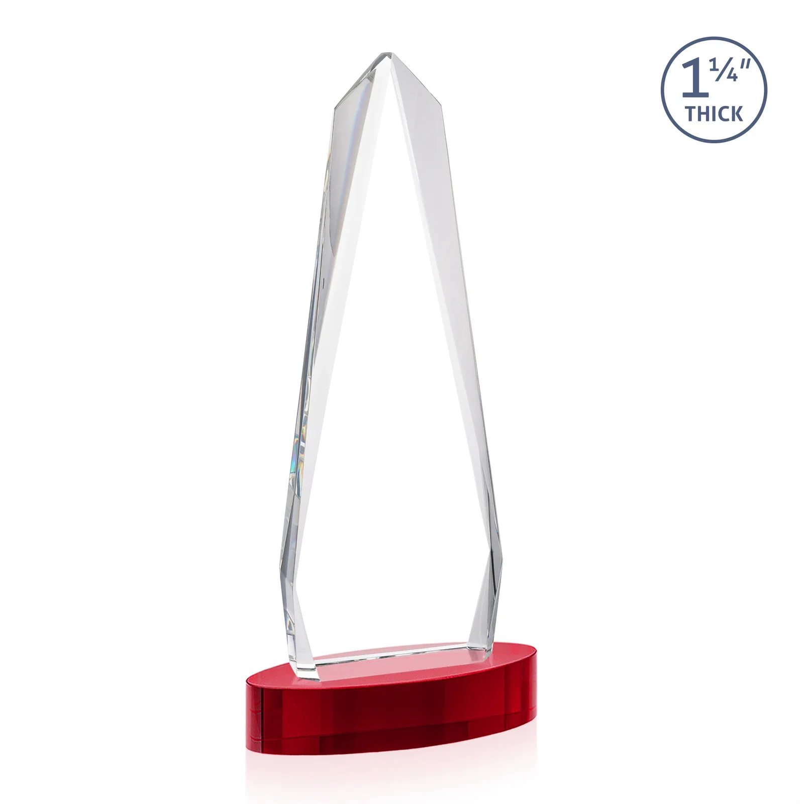 Promotional Optical Crystal Tower Award on Oval Base, with your logo for retirement presentations