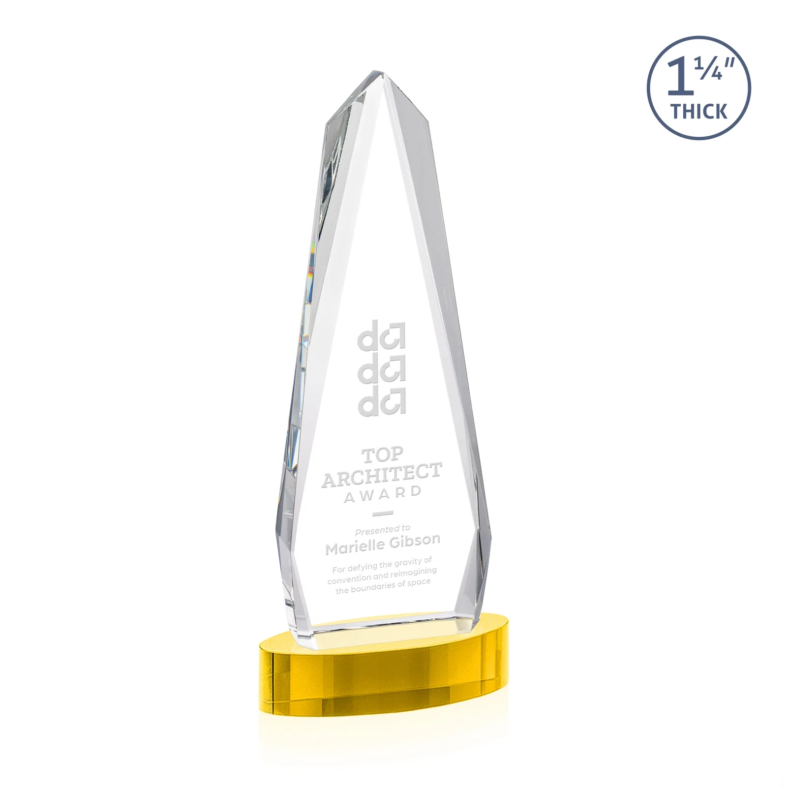 Personalized Optical Crystal Tower Award on Oval Base for corporate award ceremonies
