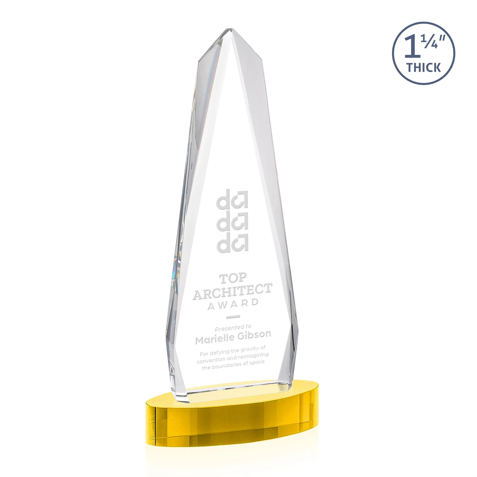 Personalized Optical Crystal Tower Award on Oval Base for service anniversary gifts
