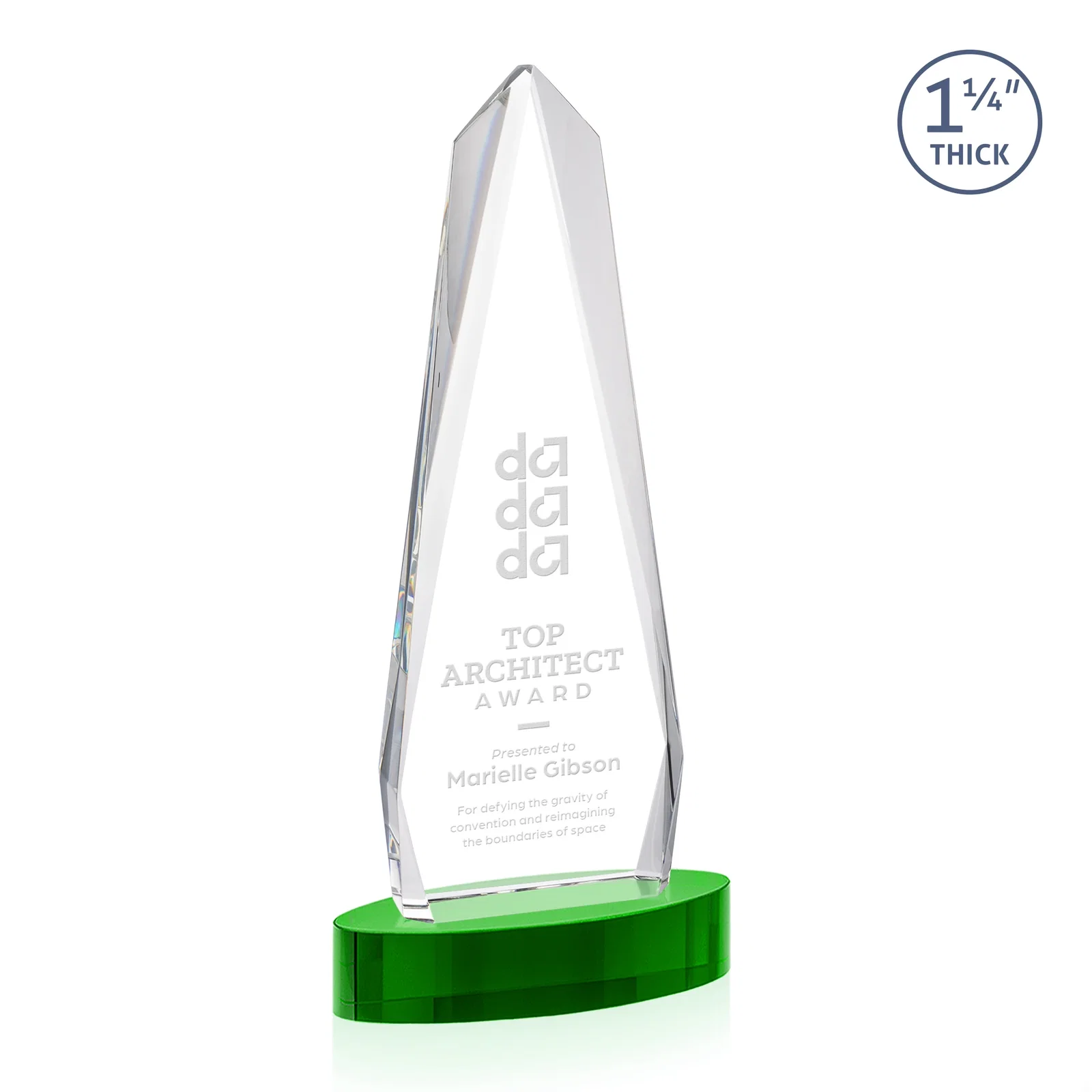 Personalized Optical Crystal Tower Award on Oval Base for graduation ceremonies