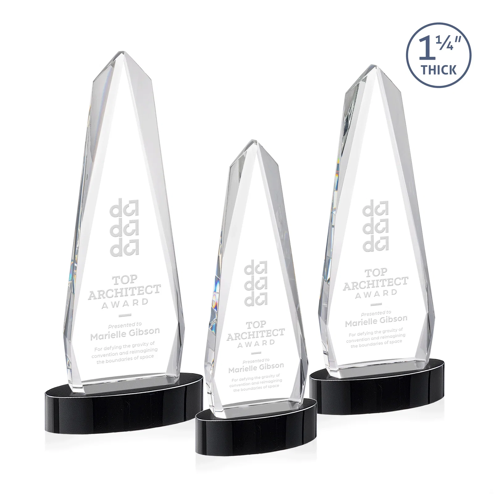 Personalized Optical Crystal Tower Award on Oval Base for volunteer appreciation